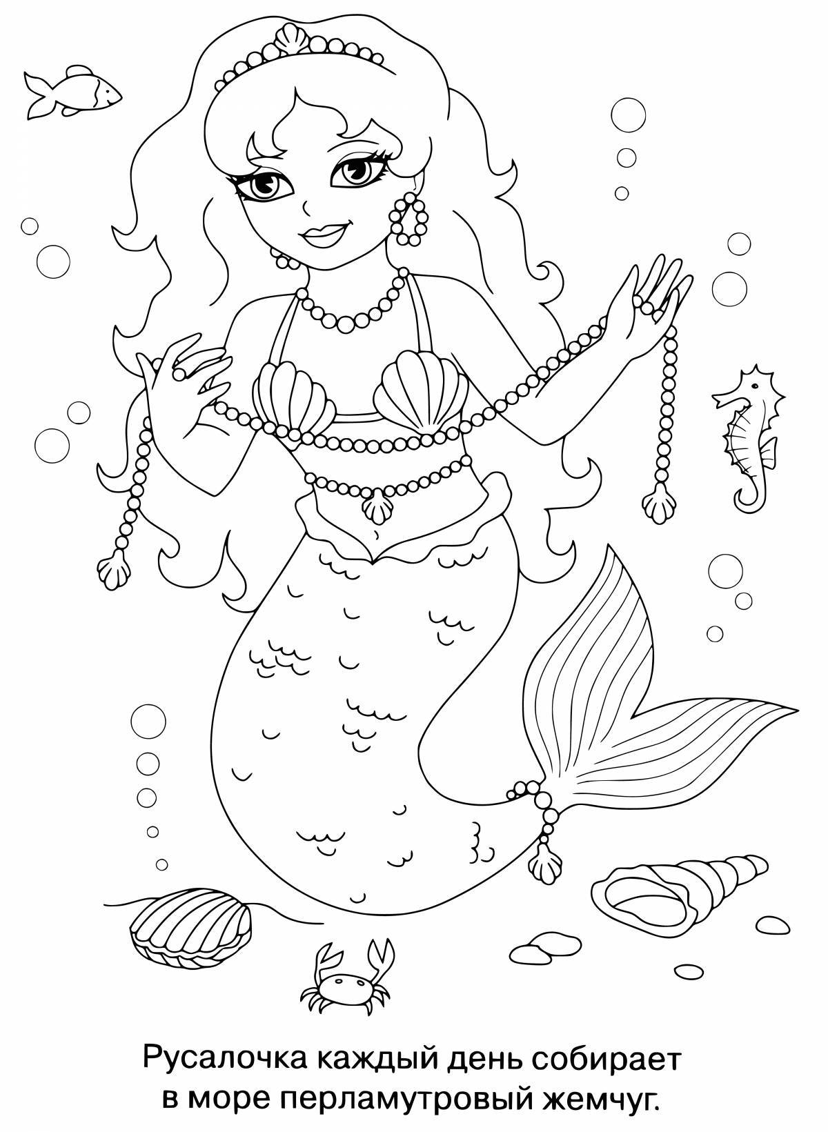 Adorable mermaid coloring book for kids