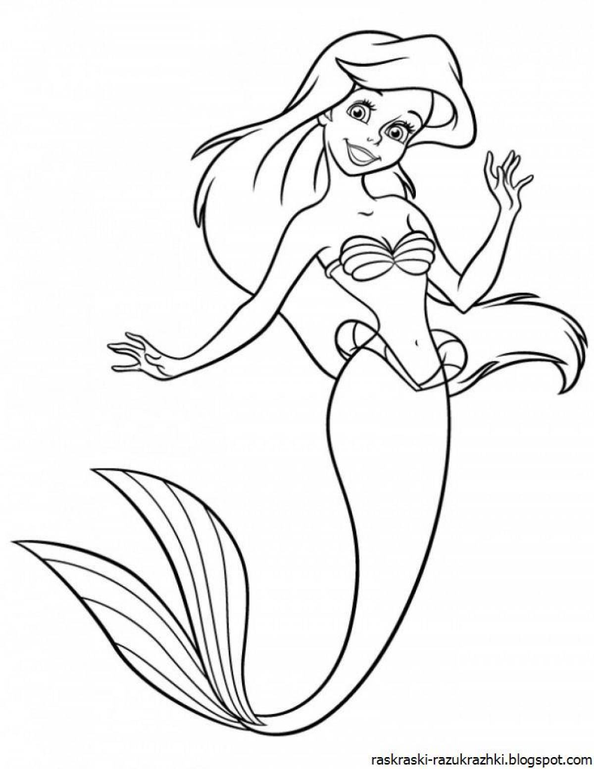 Colourful mermaid coloring book for kids