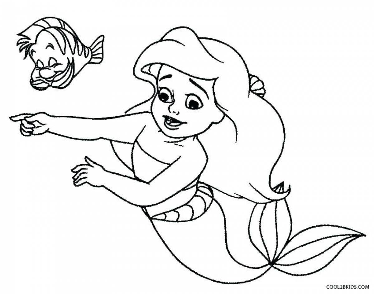 Cute mermaid coloring book for kids