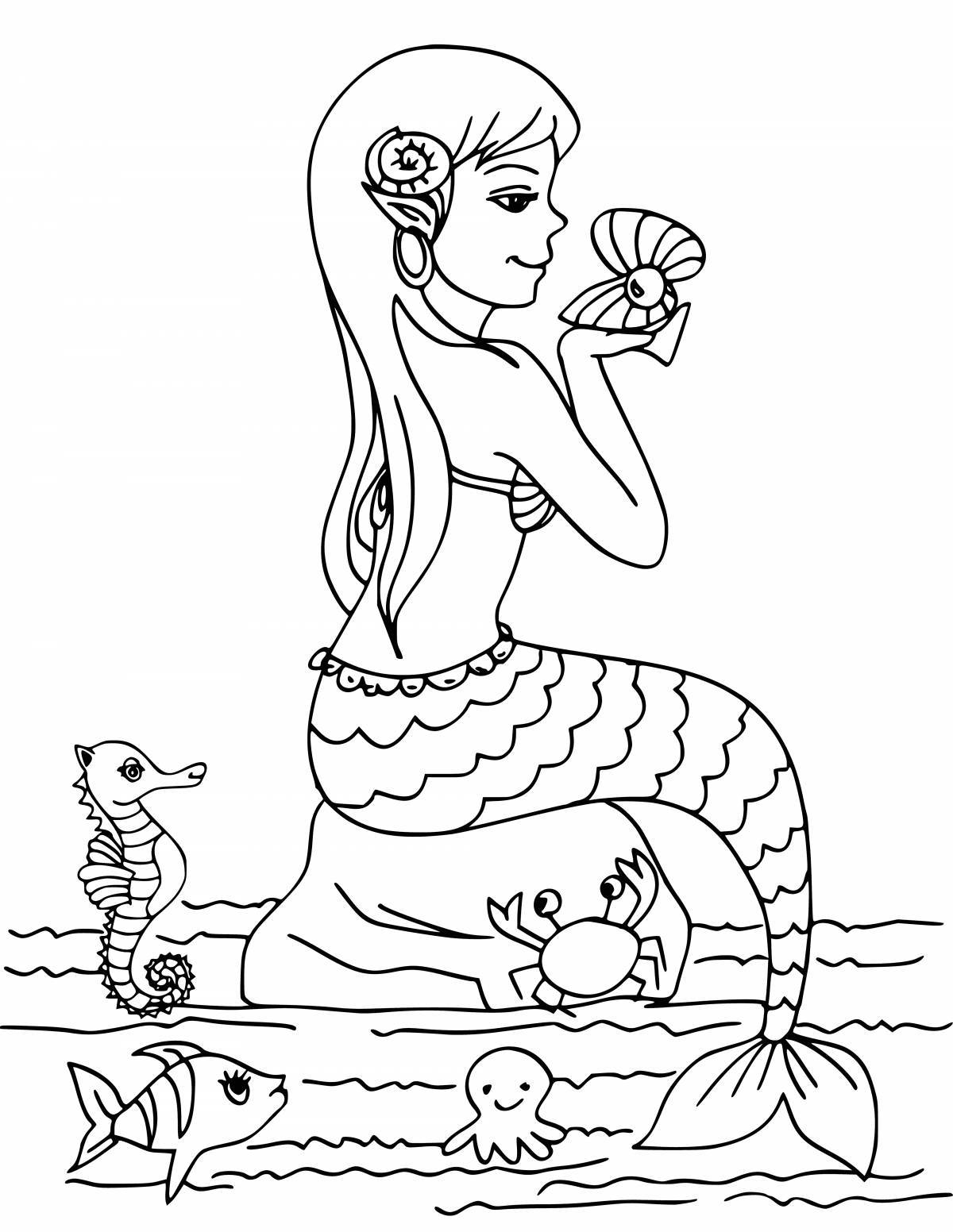 Fancy mermaid coloring book for kids