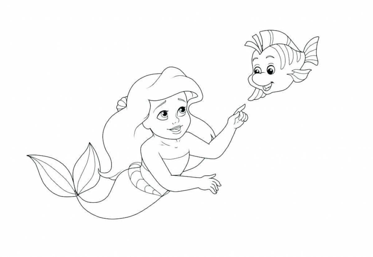 Serene coloring mermaid for kids