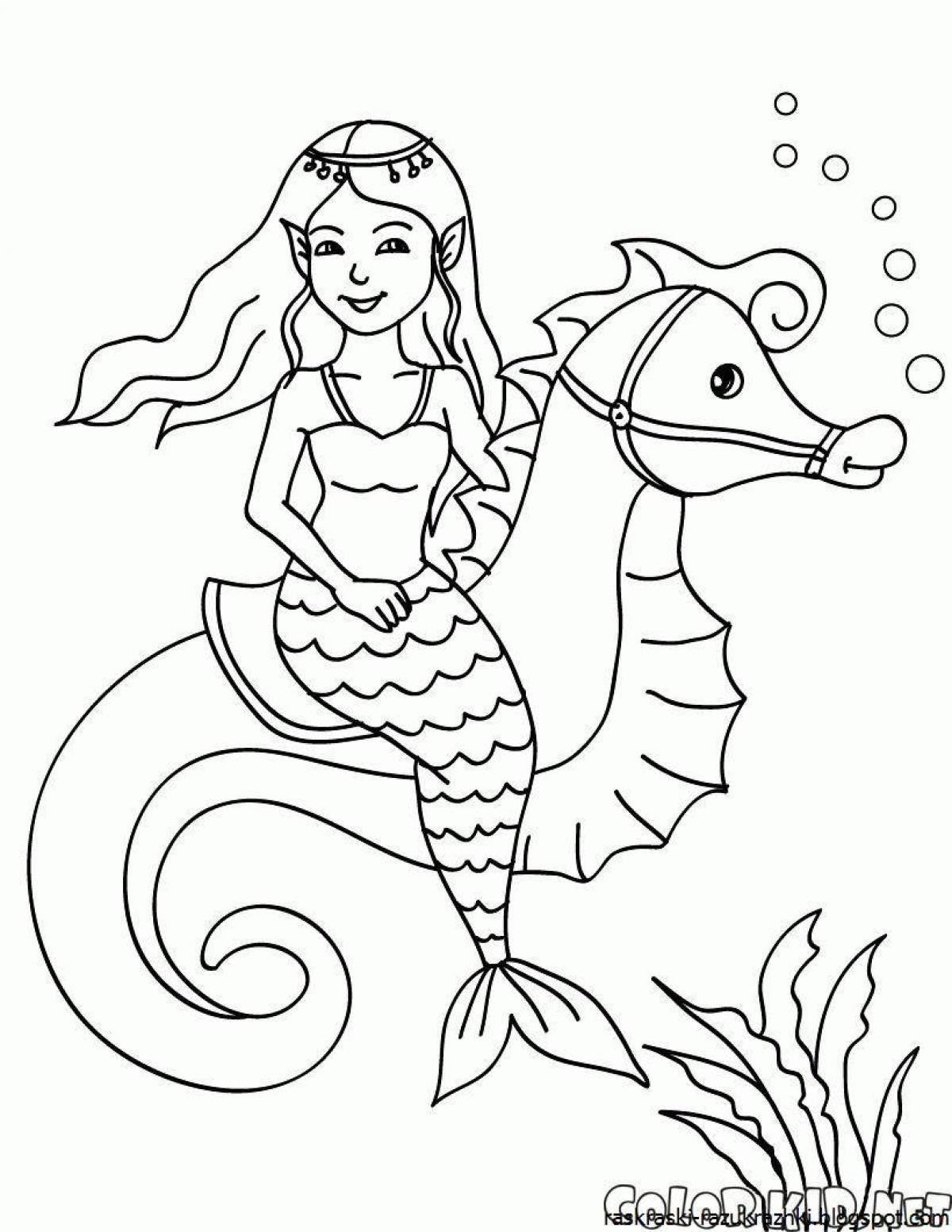 Live coloring mermaid for kids