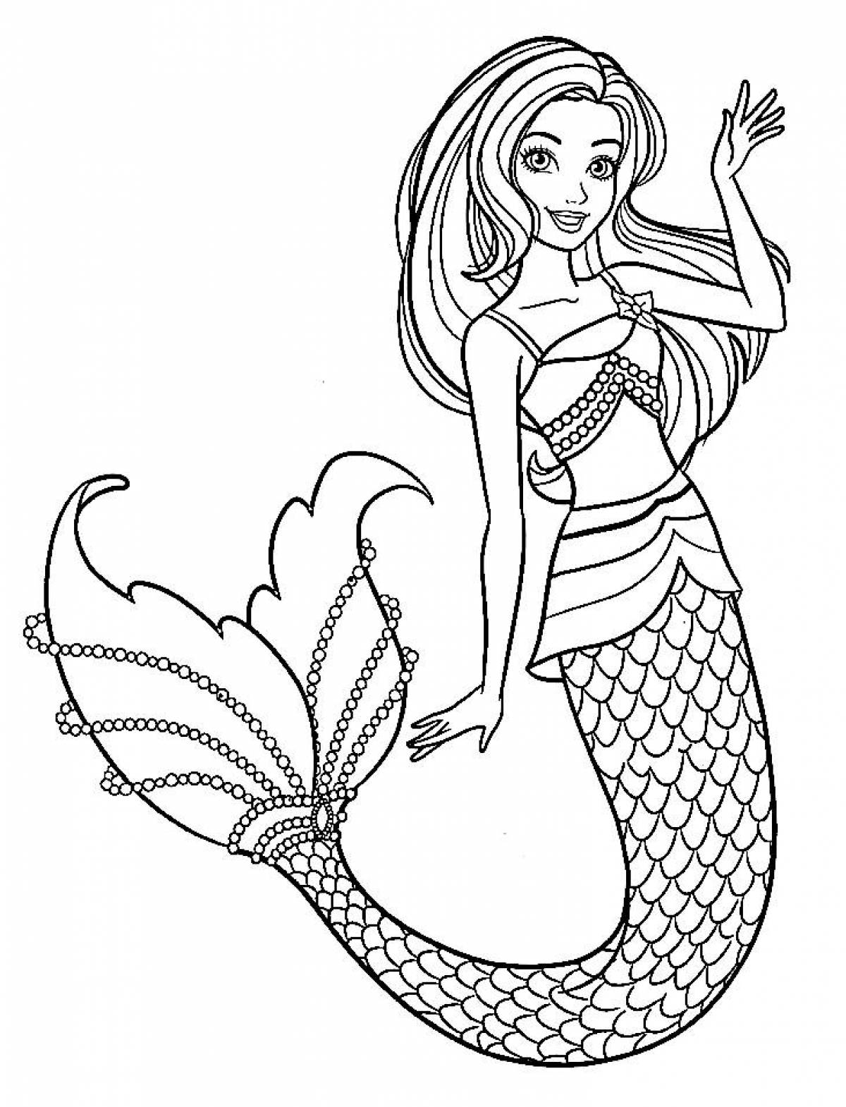 Fascinating mermaid coloring book for kids