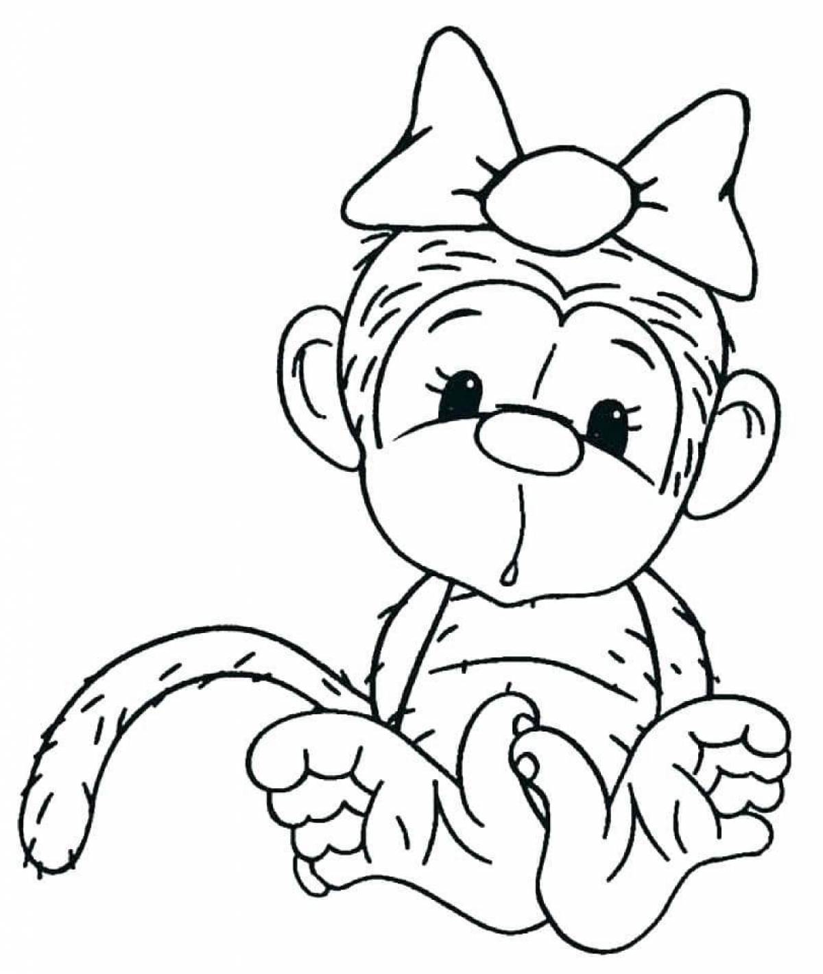 Friendly monkey coloring book