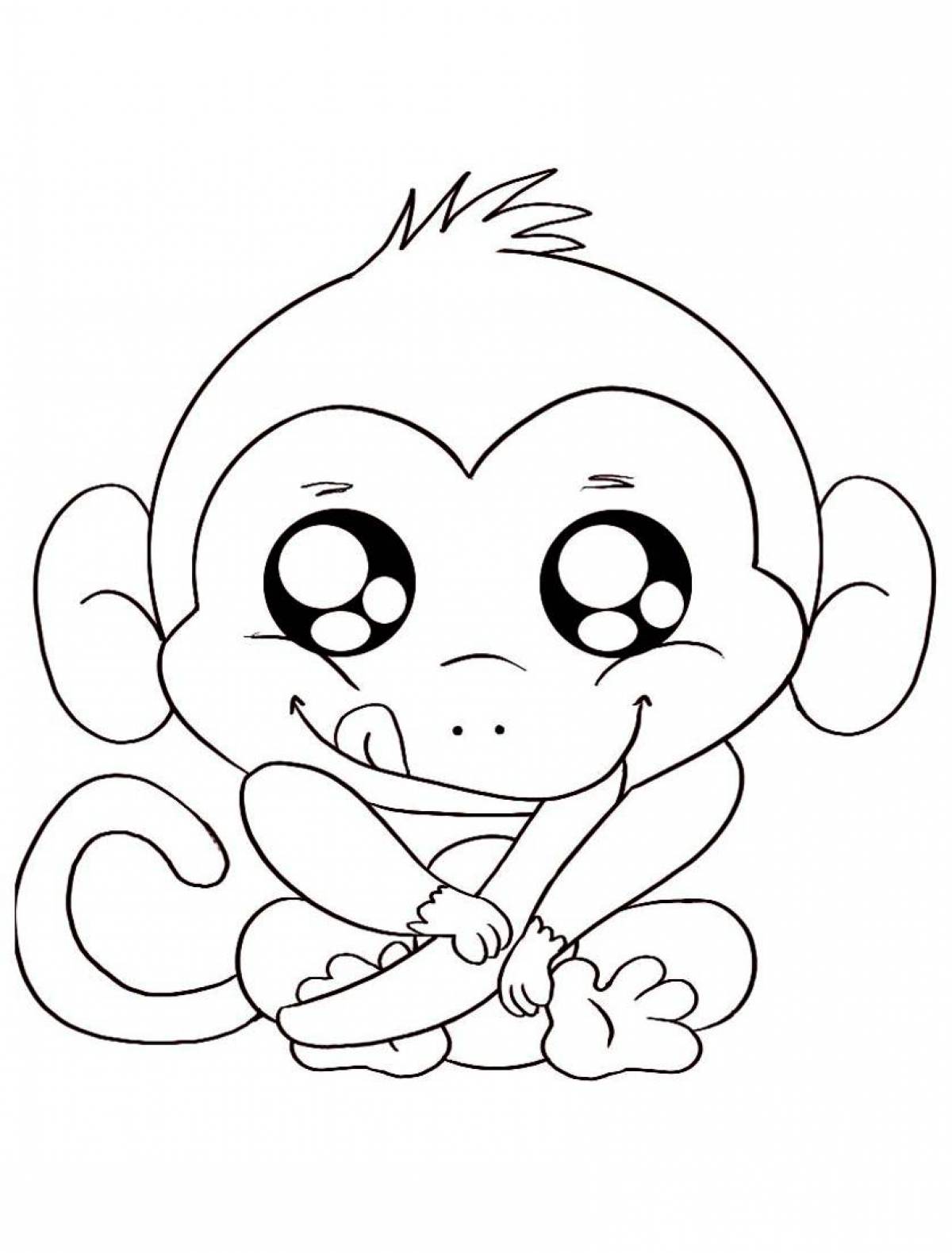 Cheerful coloring monkey