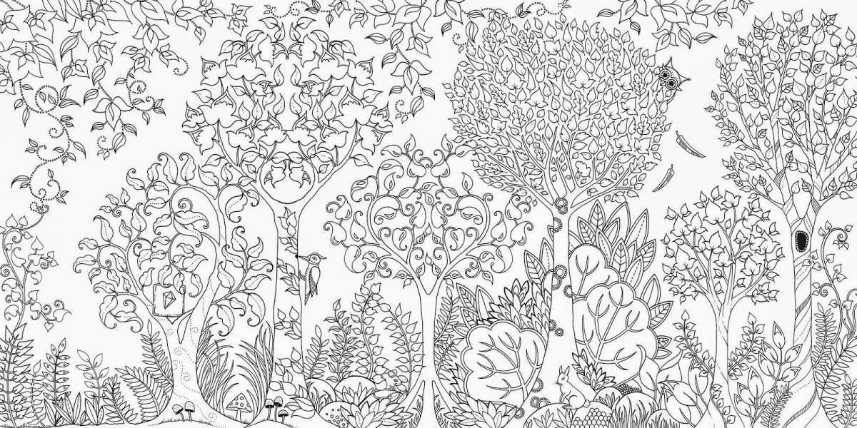 Coloring page charming garden of eden