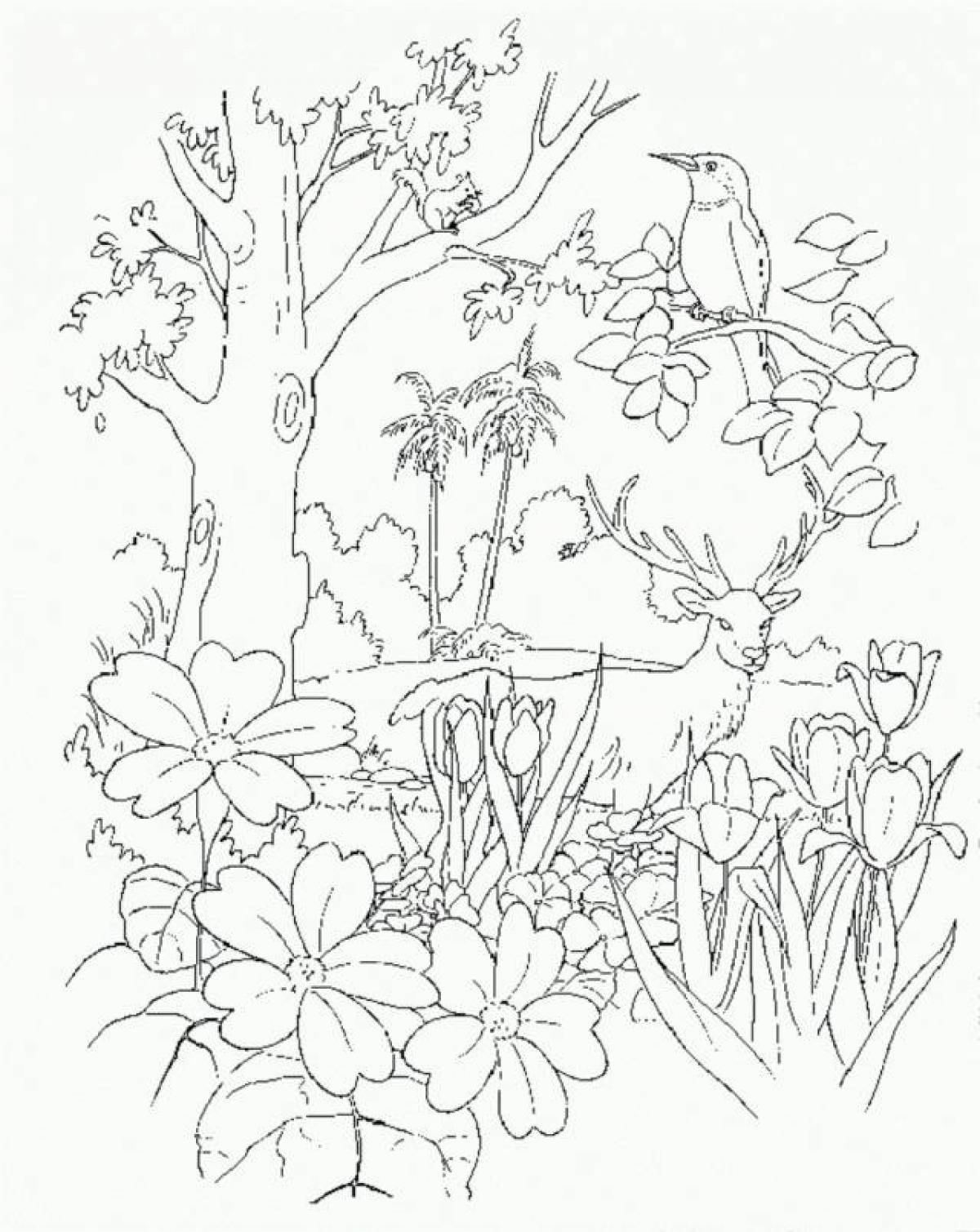 Dreamy garden of eden coloring page