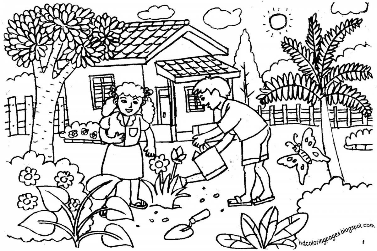 Coloring page inviting Garden of Eden