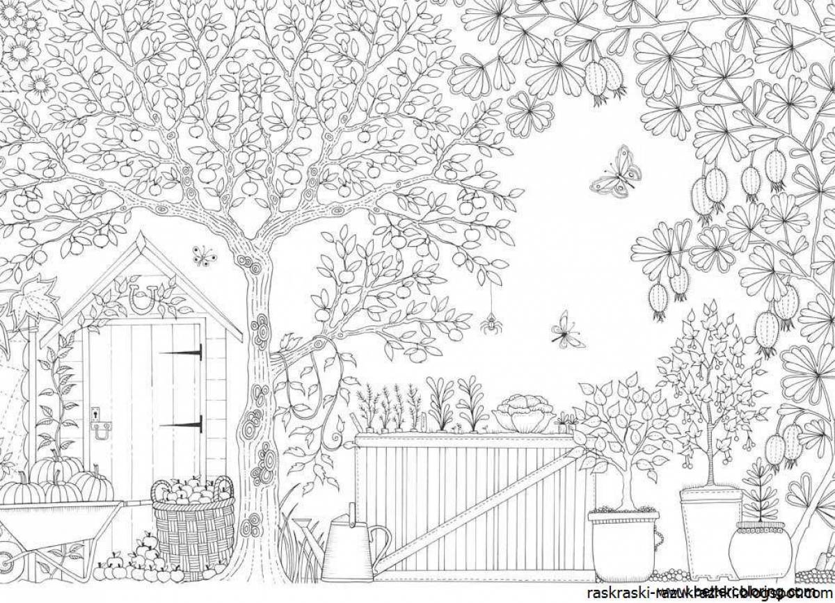 Radiant Garden of Eden coloring page