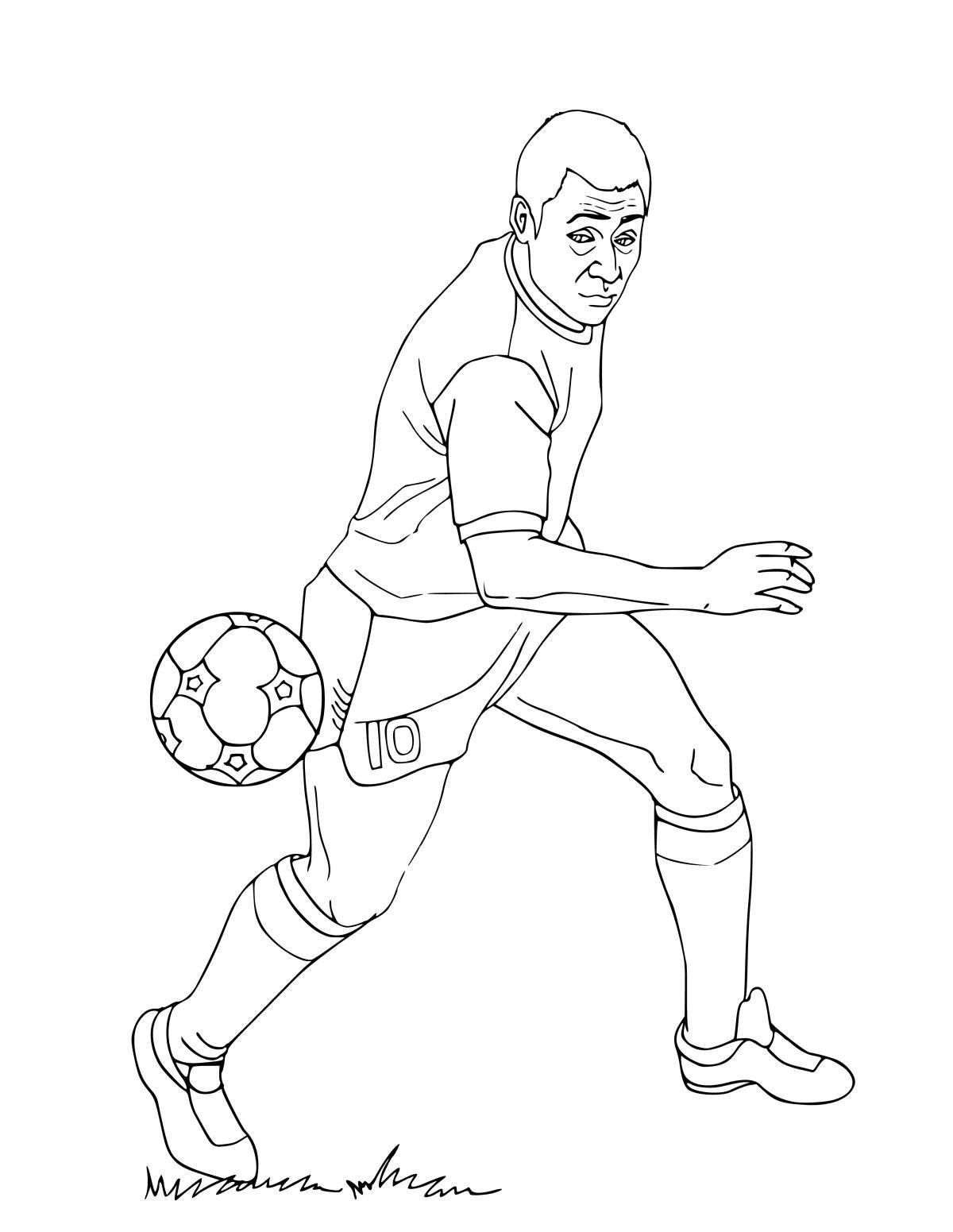 Colorful soccer player coloring page