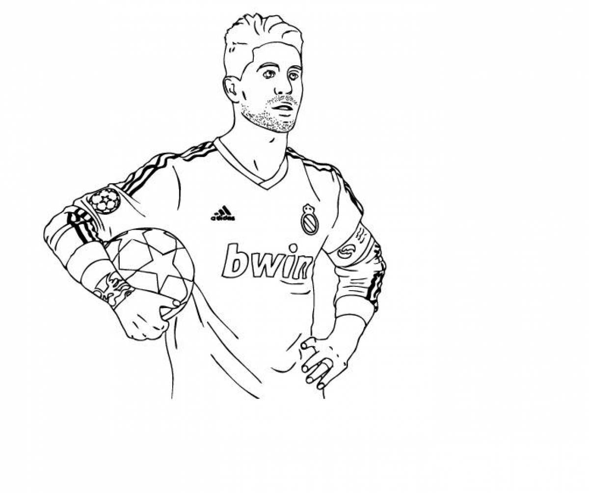 Excited football player coloring page