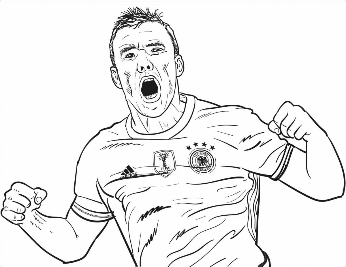 Coloring page energetic footballer