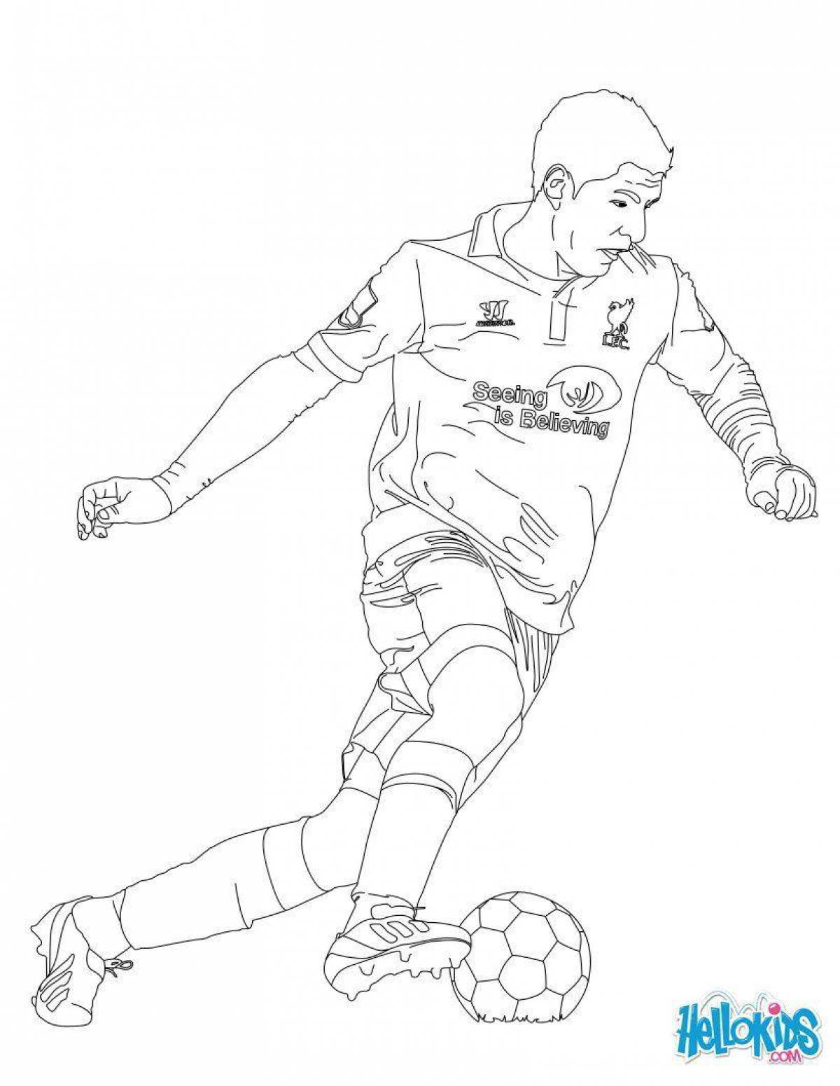 Crazy football player coloring page