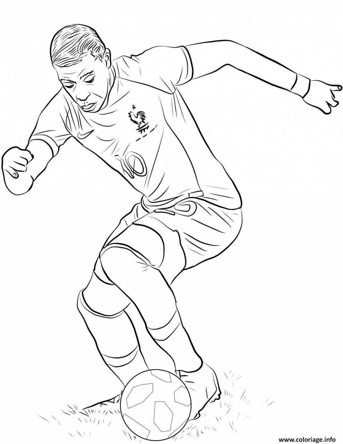 Powerful soccer player coloring page