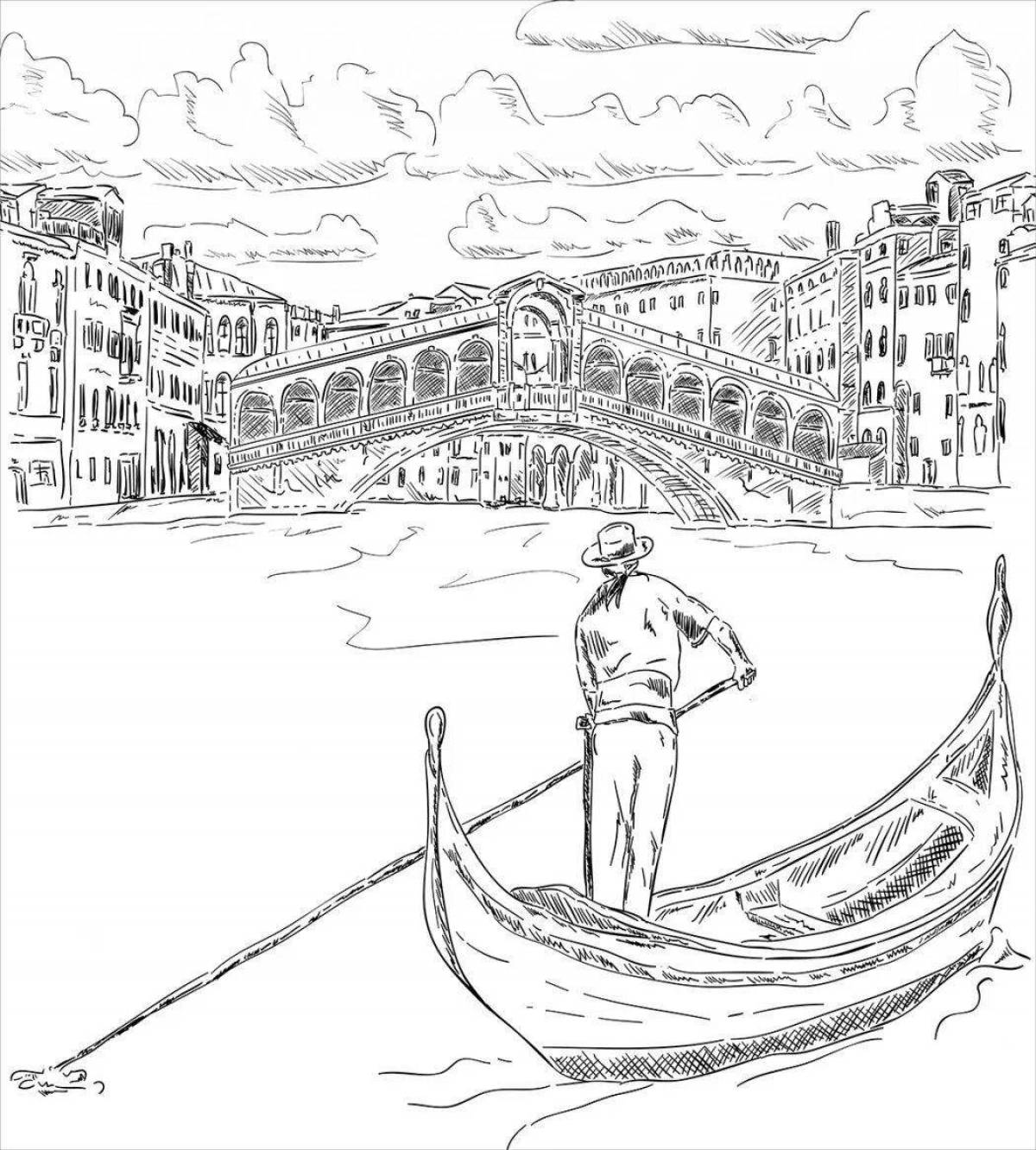 Венецианская гондола рисунок