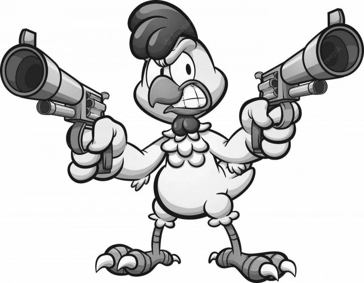 Картинка игры чикен ган. Чикин Ган. Курица с пистолетом. Чикен Ган раскраска для детей.
