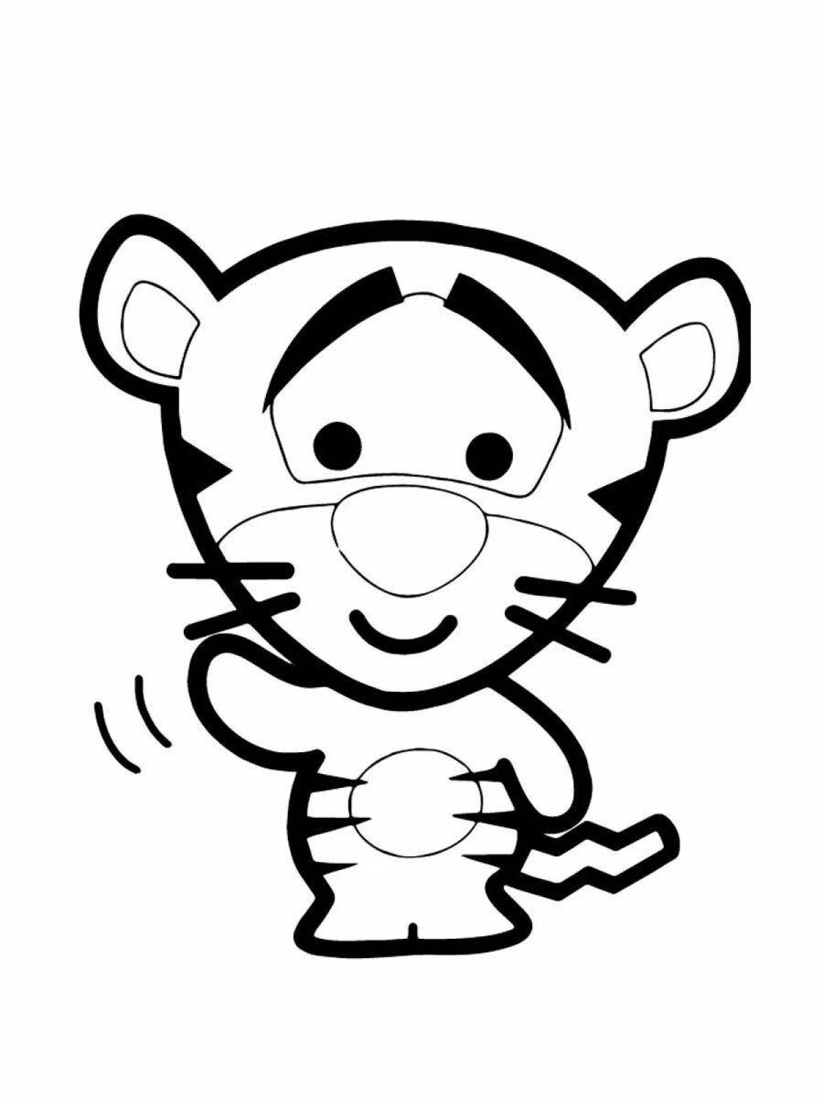 Тигр раскраска для малышей силуэт