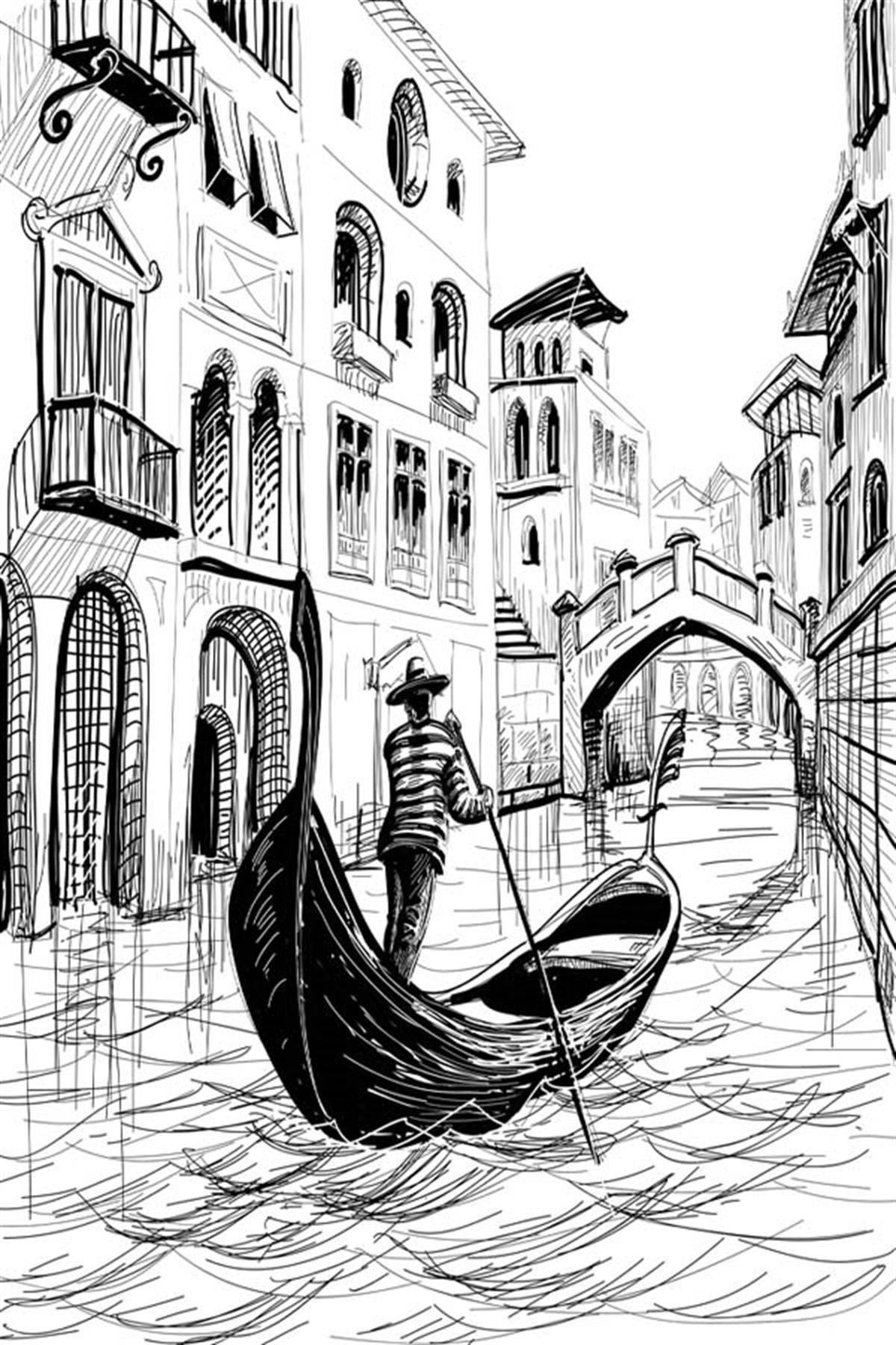 Coloring page playful venice