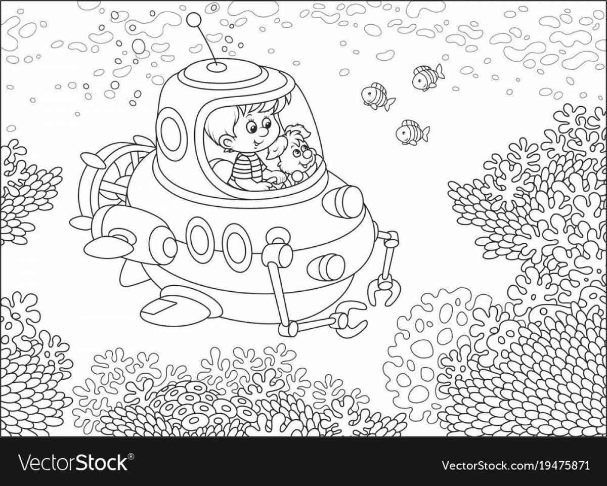 Coloring page charming bathyscaphe