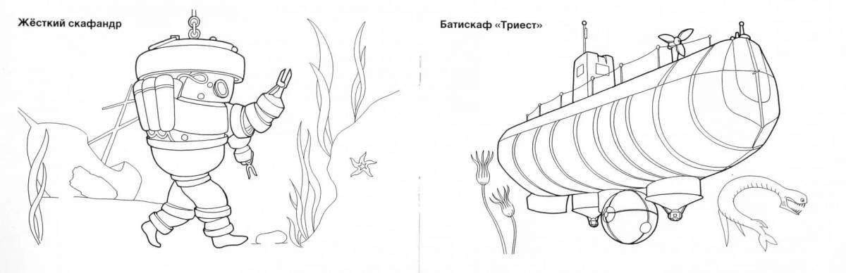 Coloring page magnificent bathyscaphe