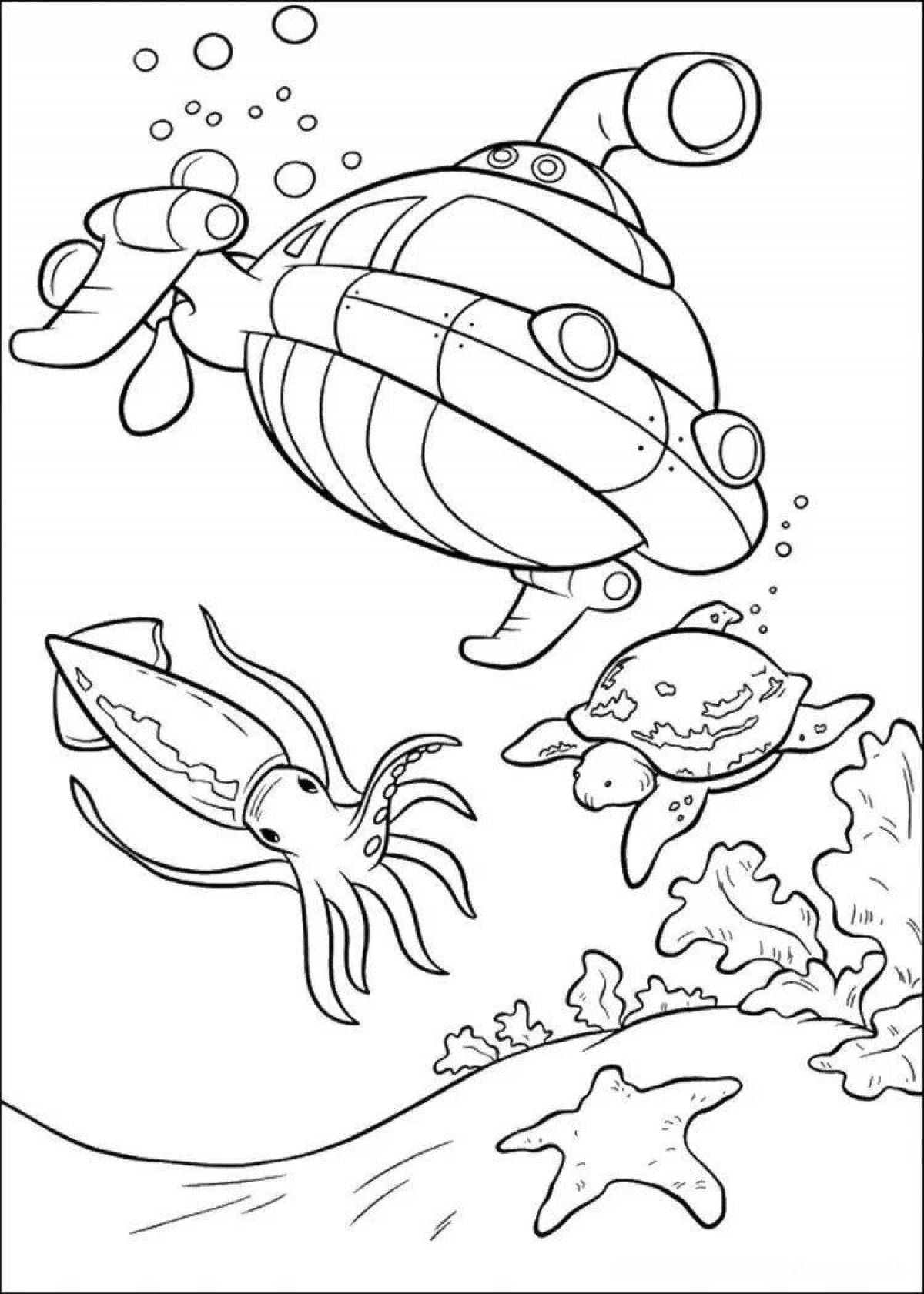 Animated bathyscaphe coloring page