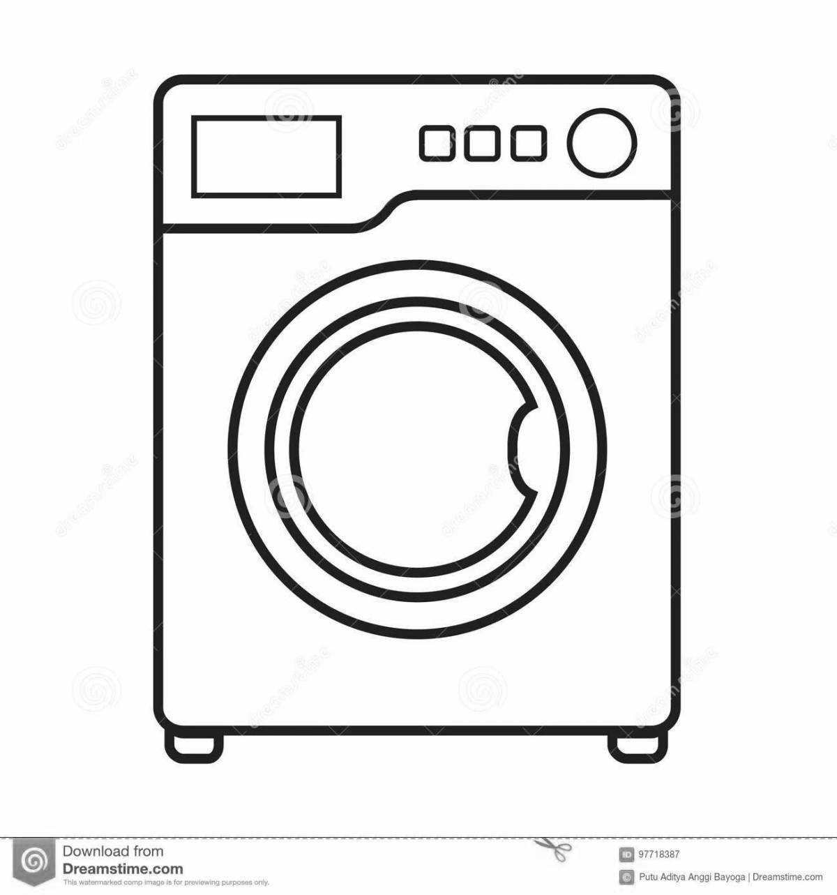 Яркая страница раскраски стиральной машины