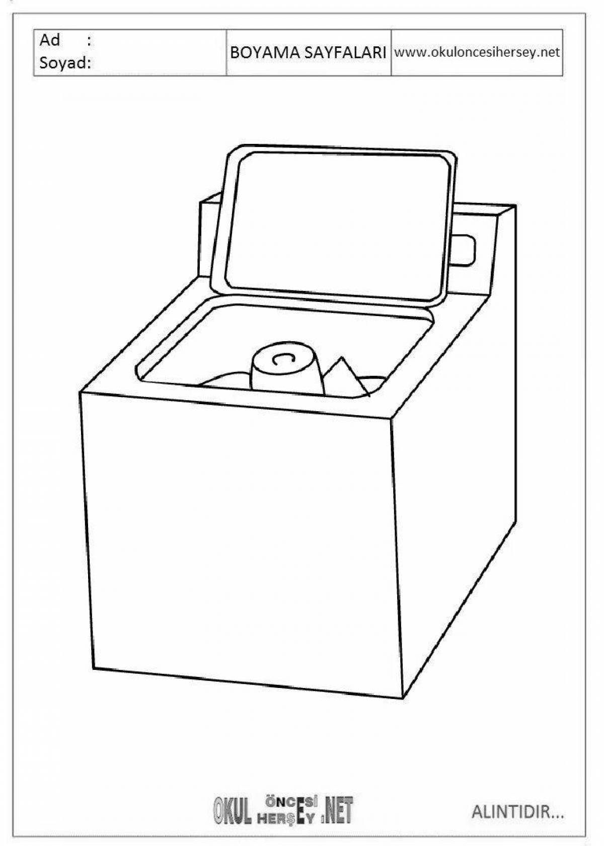 Очаровательная страница раскраски стиральной машины