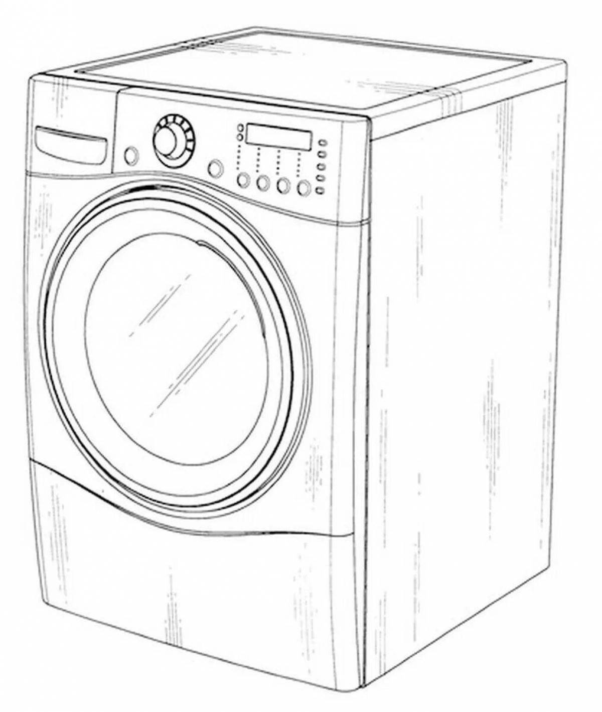 Coloring page stylish washing machine