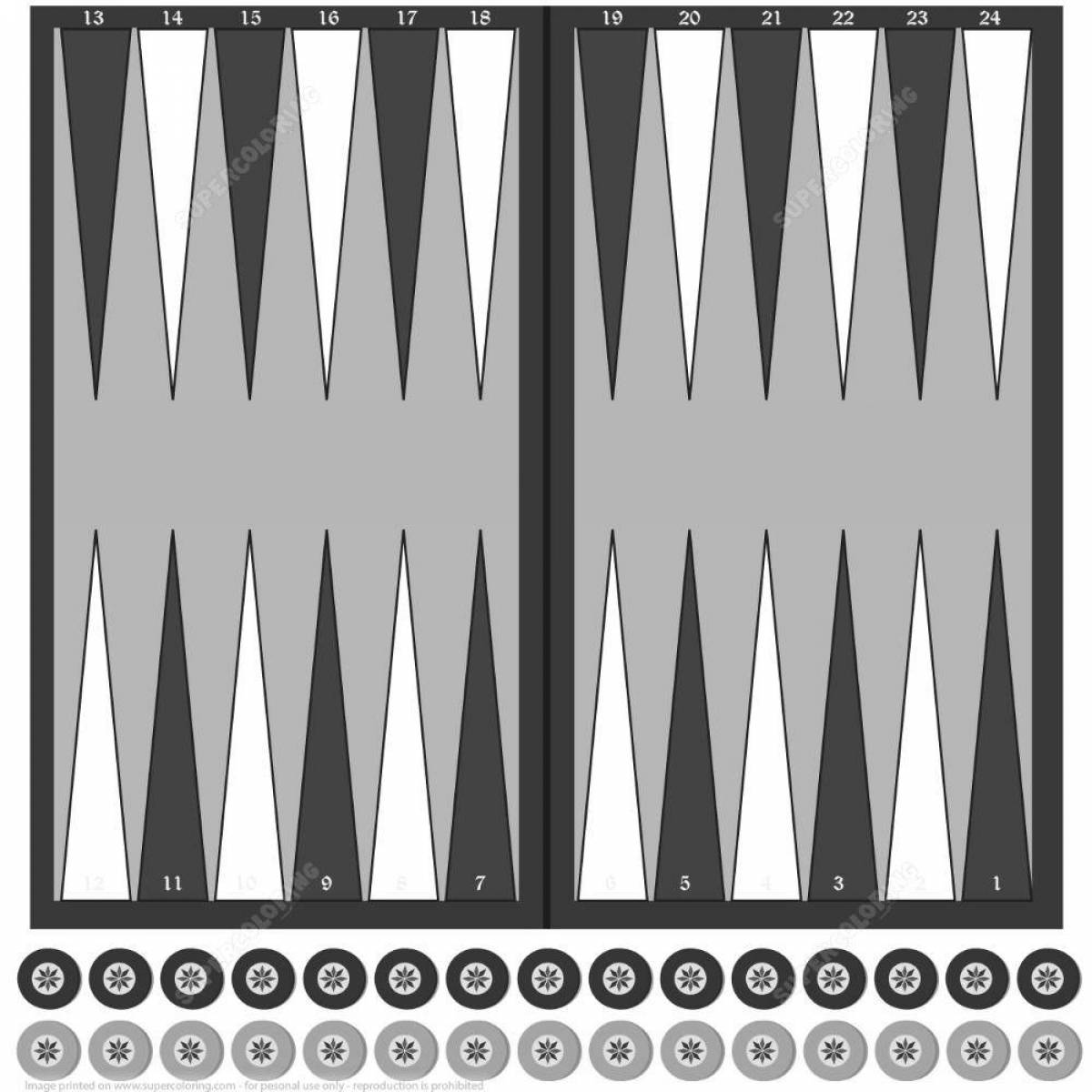 Attractive backgammon coloring page