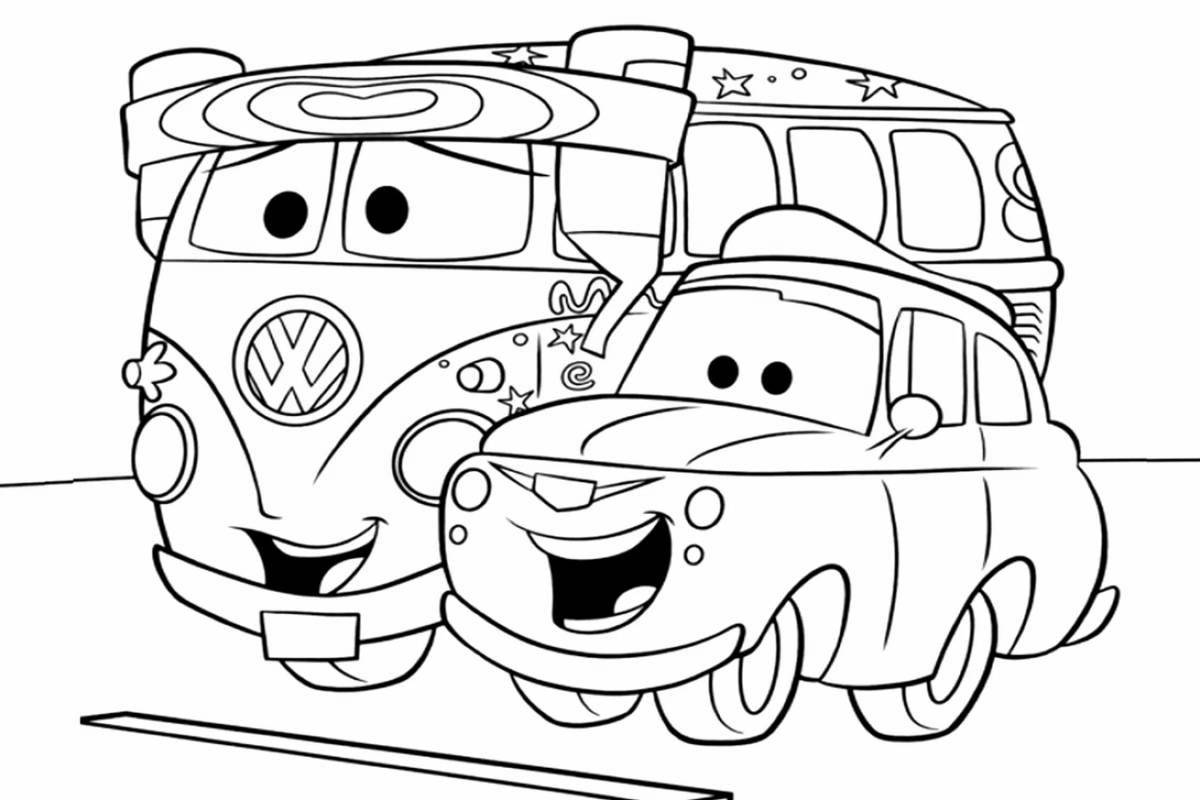Adorable auto patrol coloring page