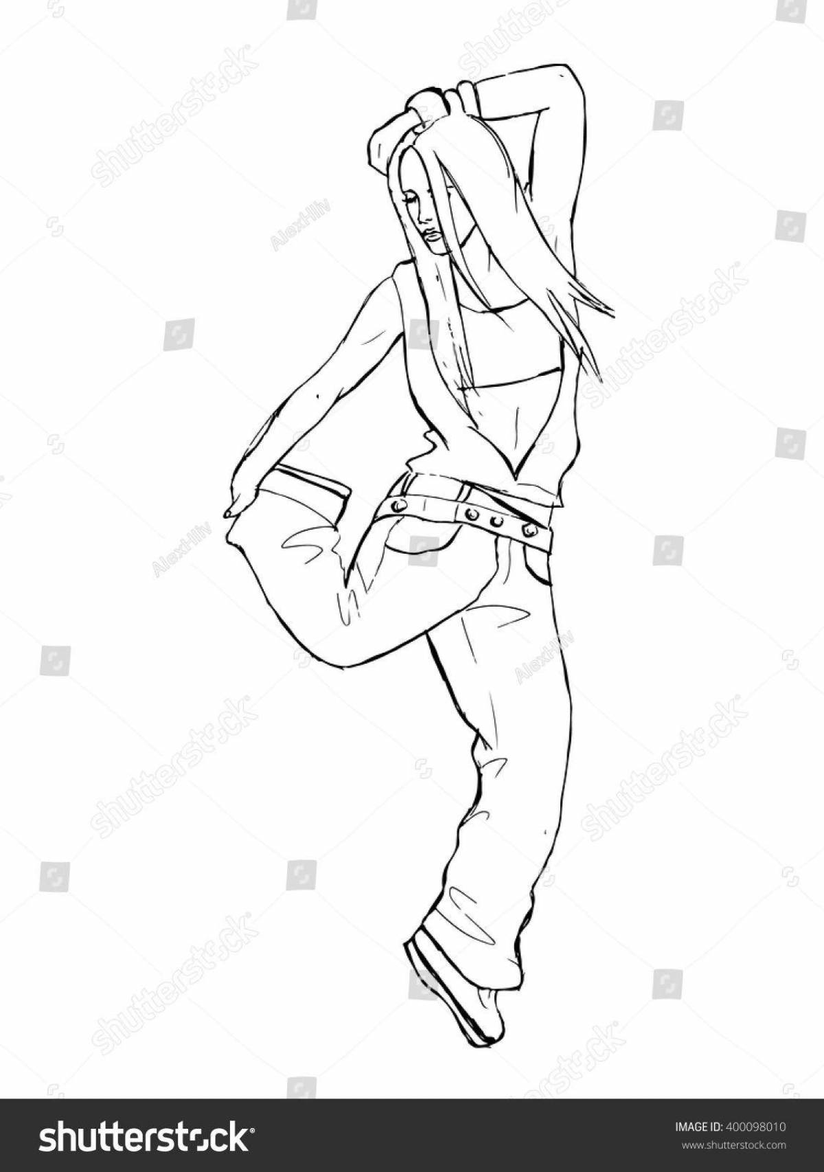 Colorful dancer coloring page