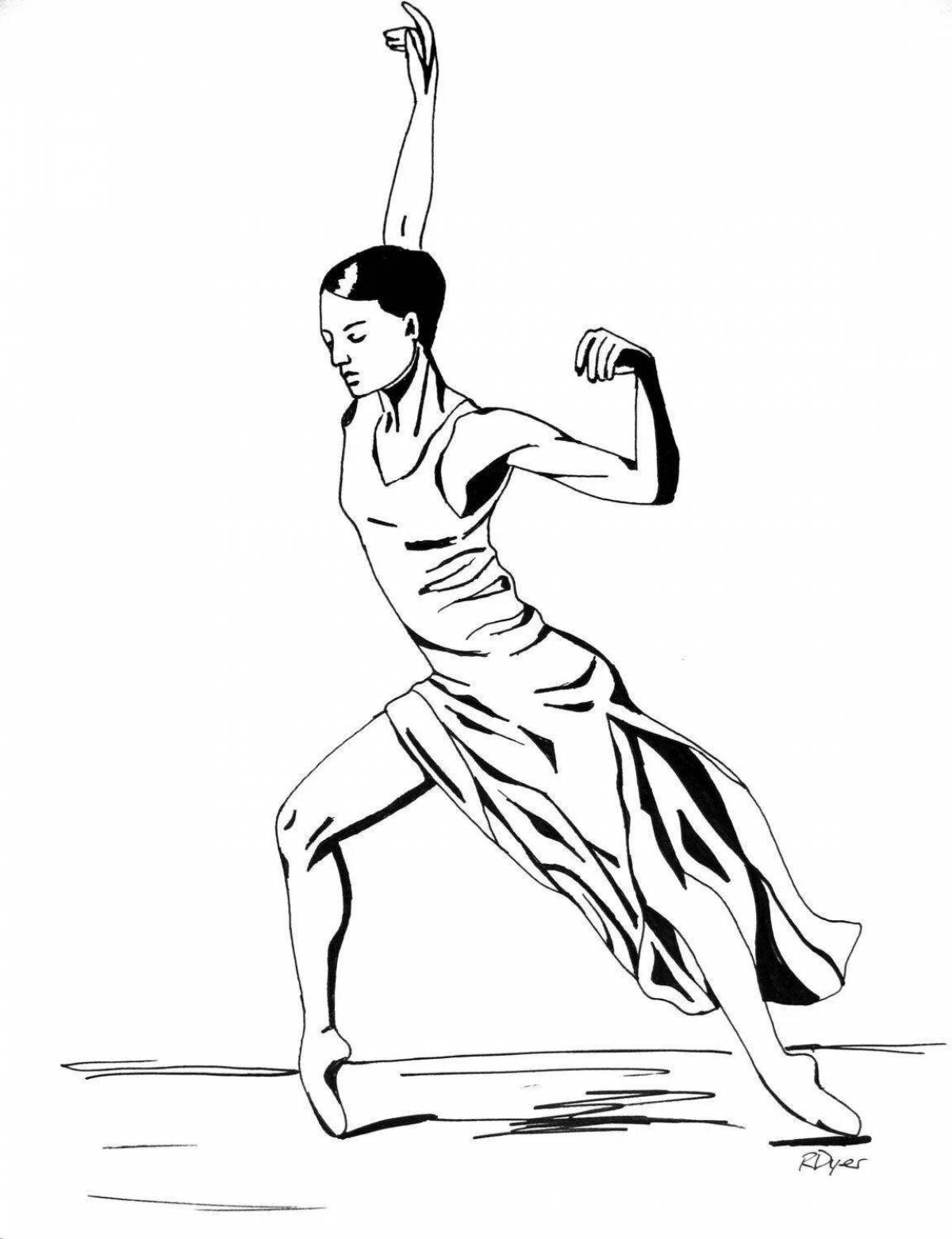 Animated dancer coloring page