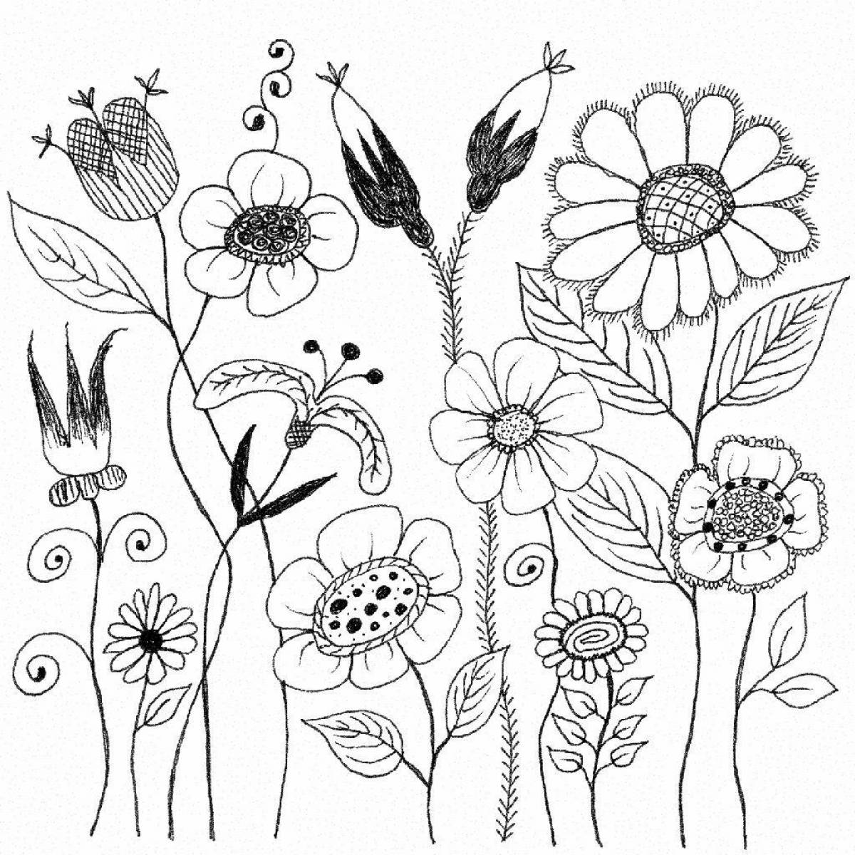 Изысканная страница раскраски ботаники