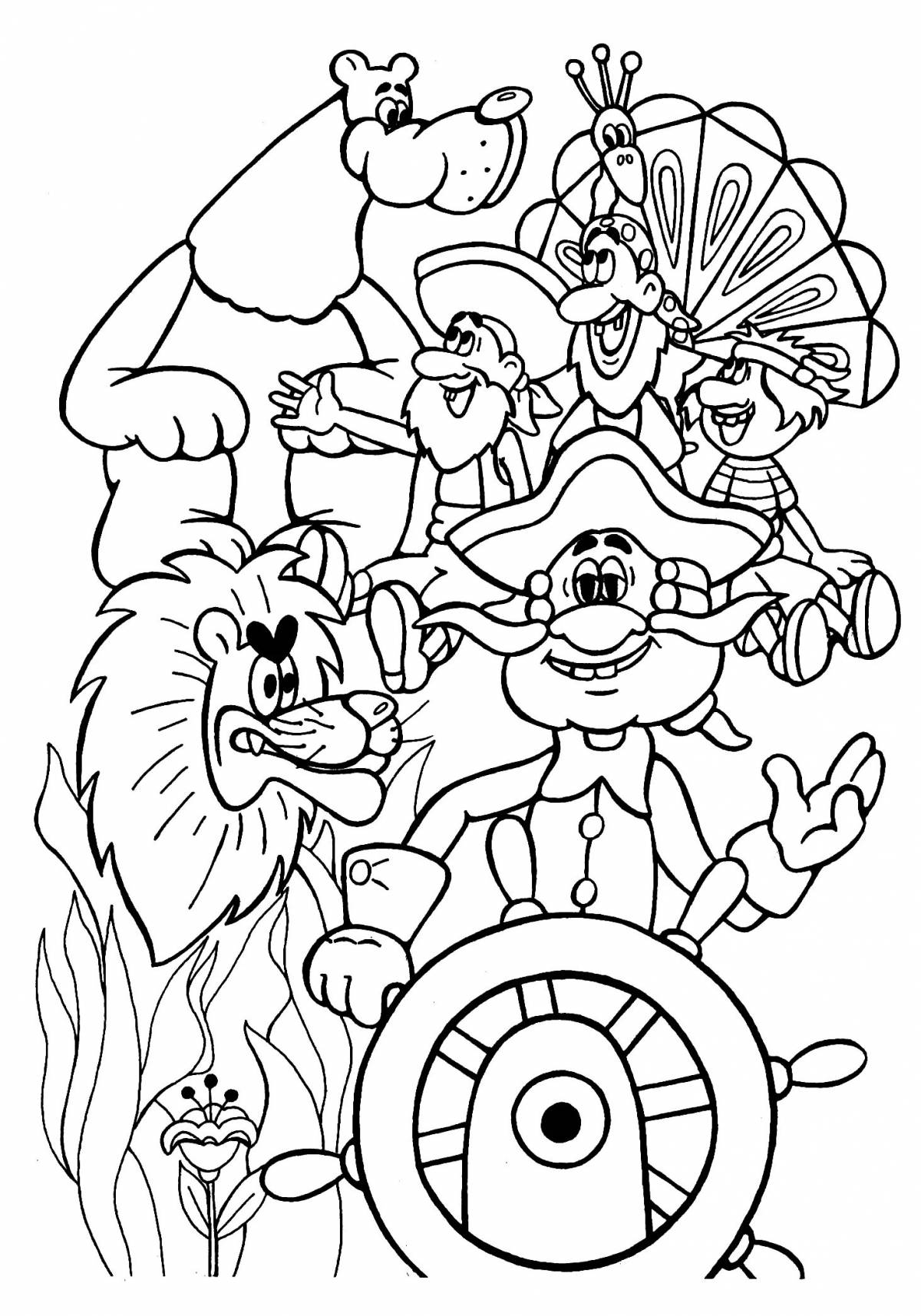 Munchausen's playful coloring page