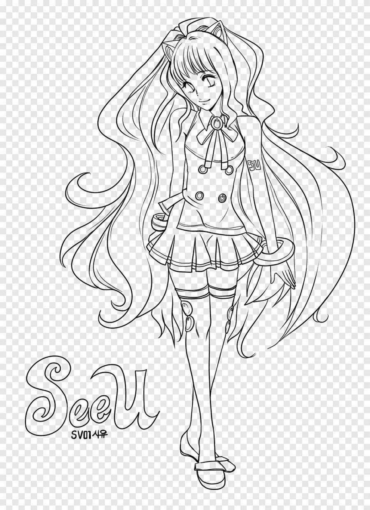 Colorful vocaloid coloring page