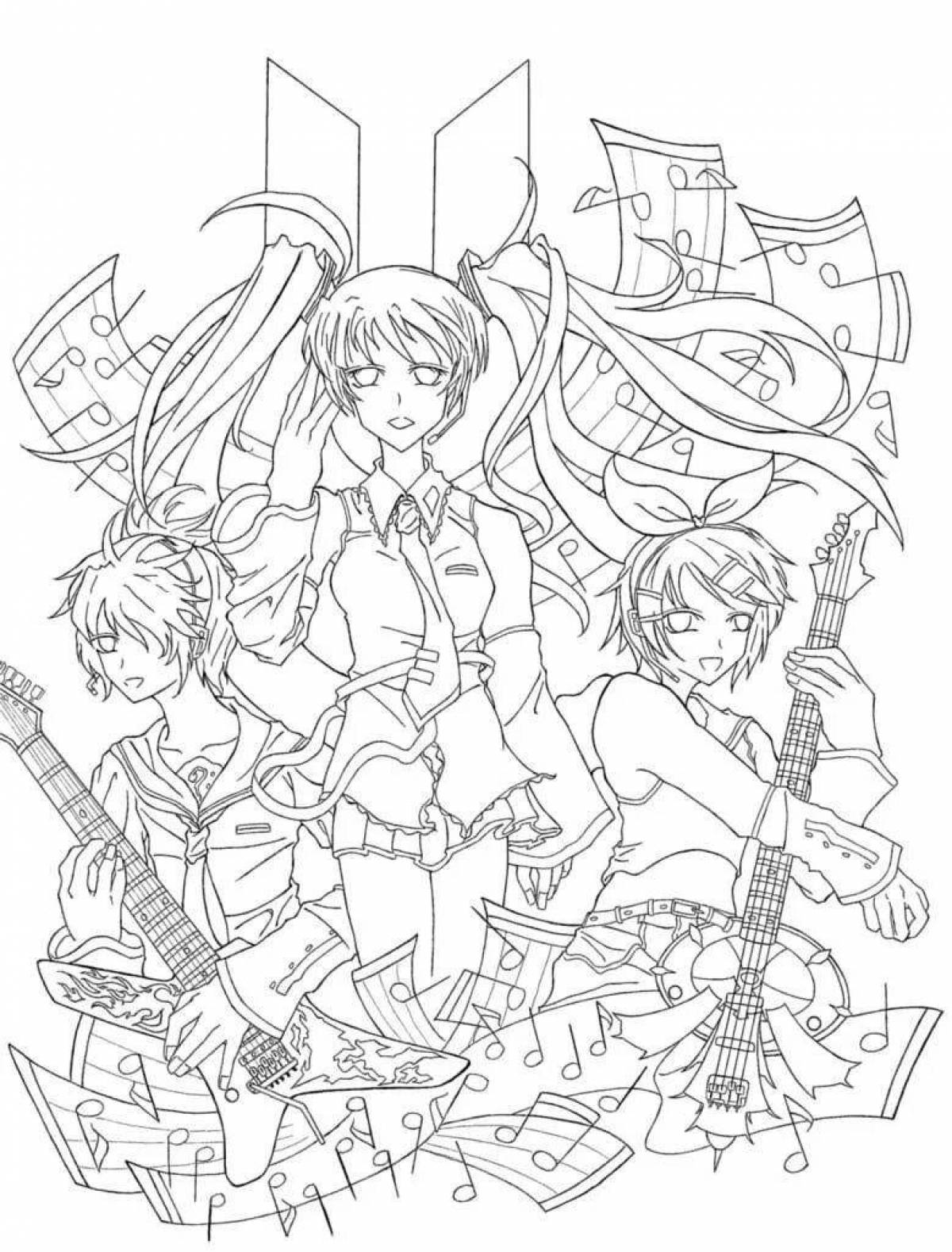 Coloring page joyful vocaloid