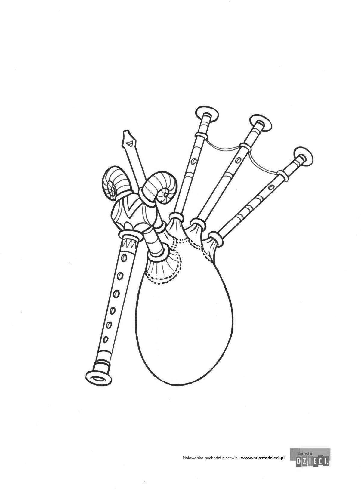 Coloring book charming bagpipe
