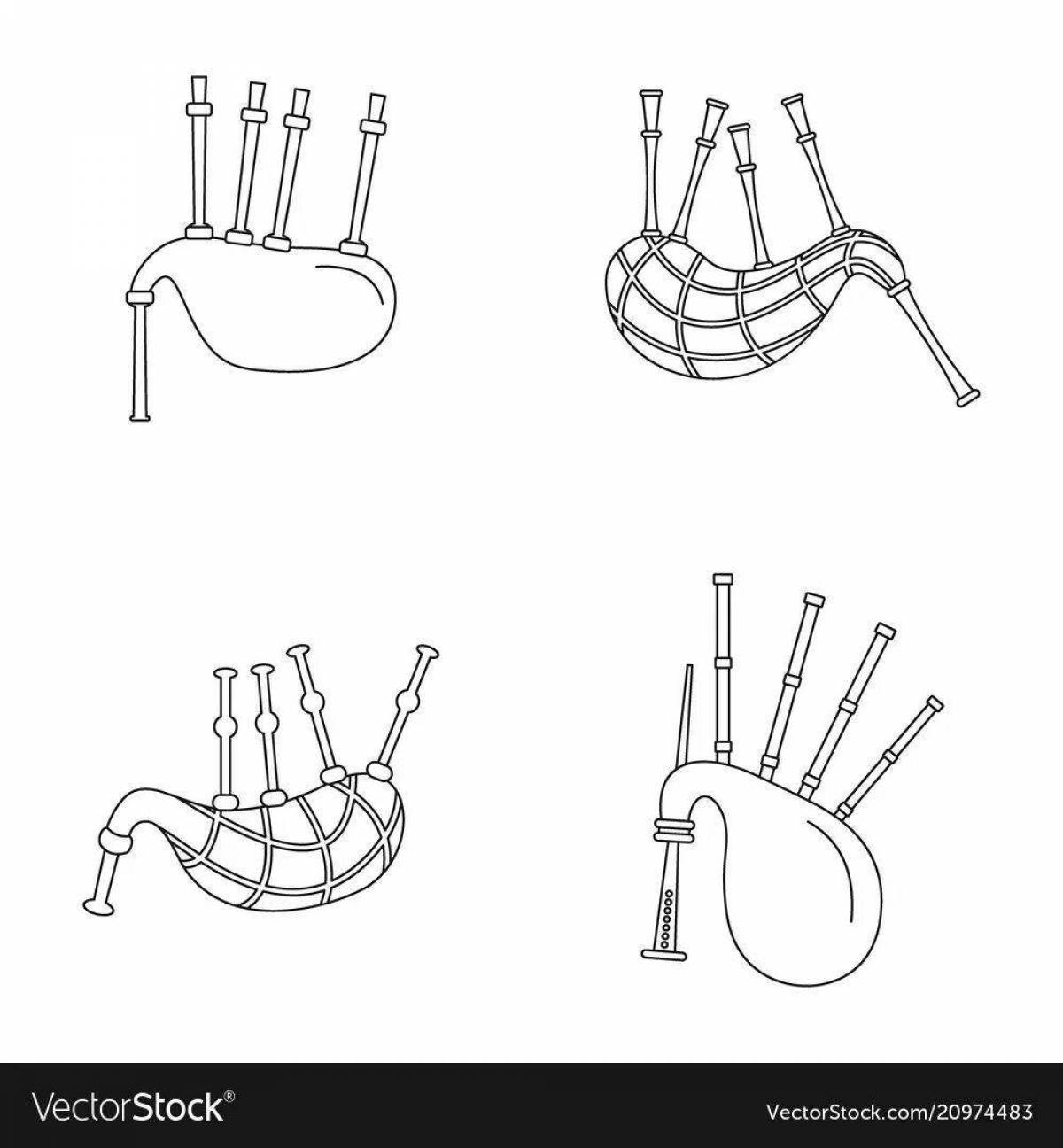 Coloring book shining bagpipe