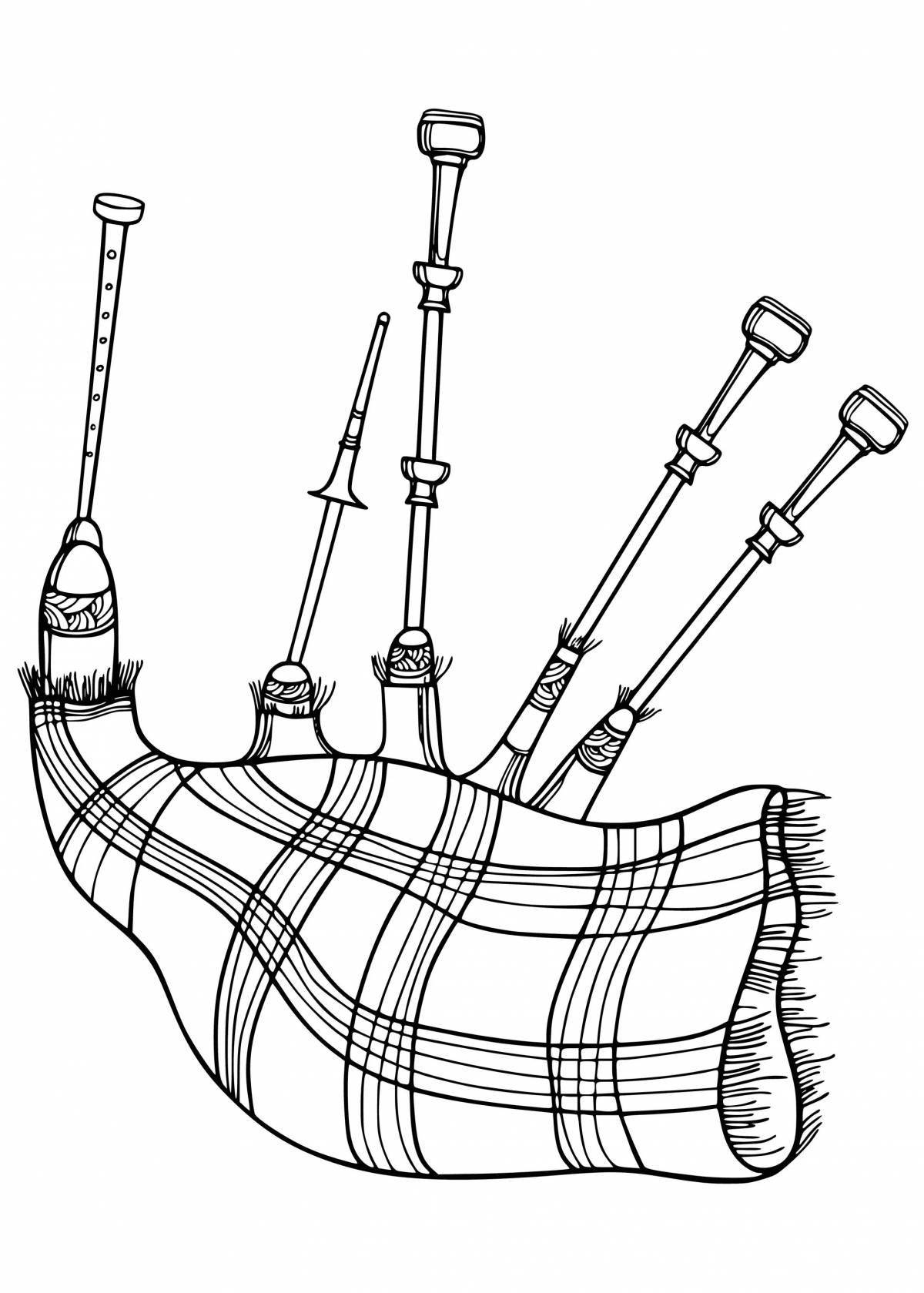 Coloring book intriguing bagpipe