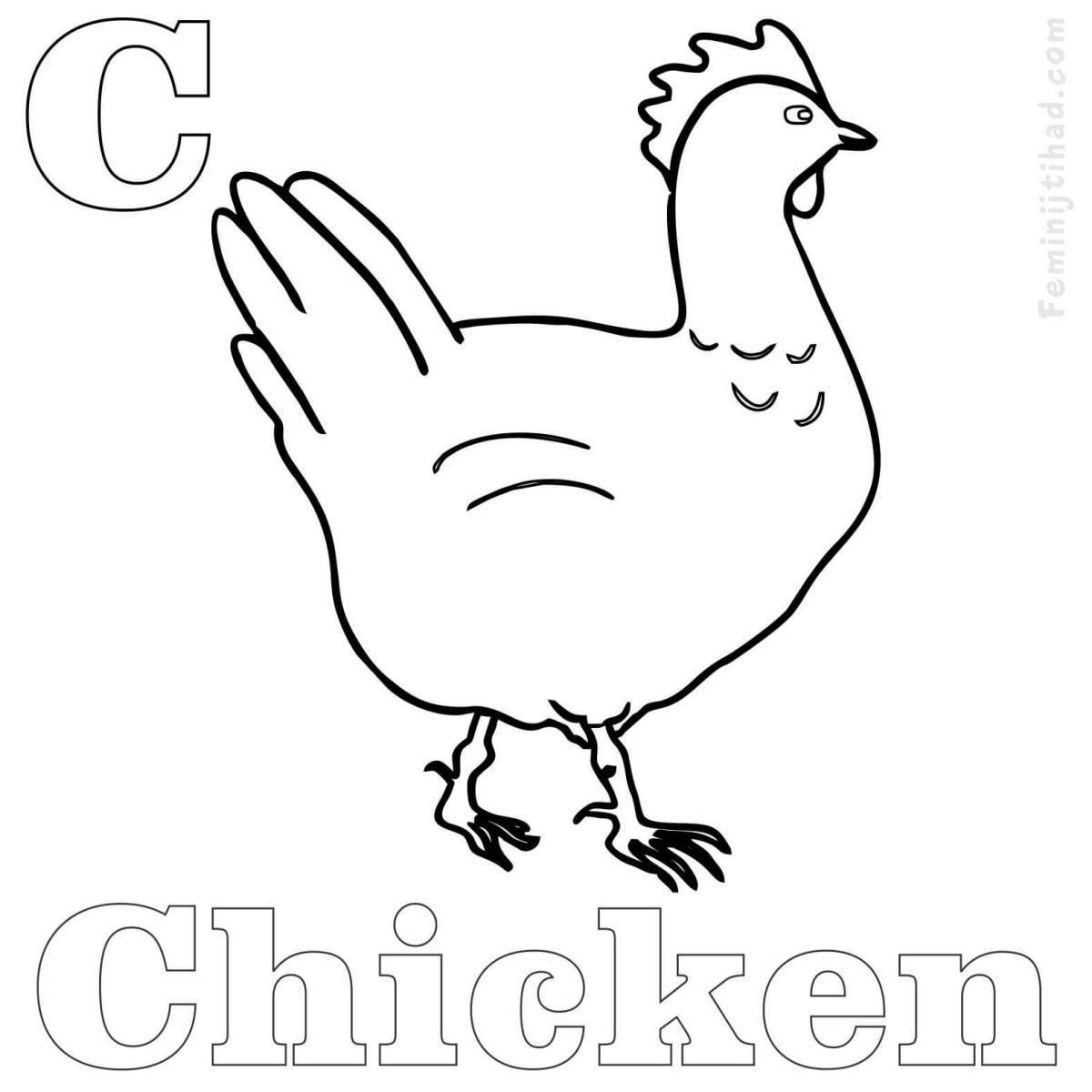 Coloring page adorable chicken ghana