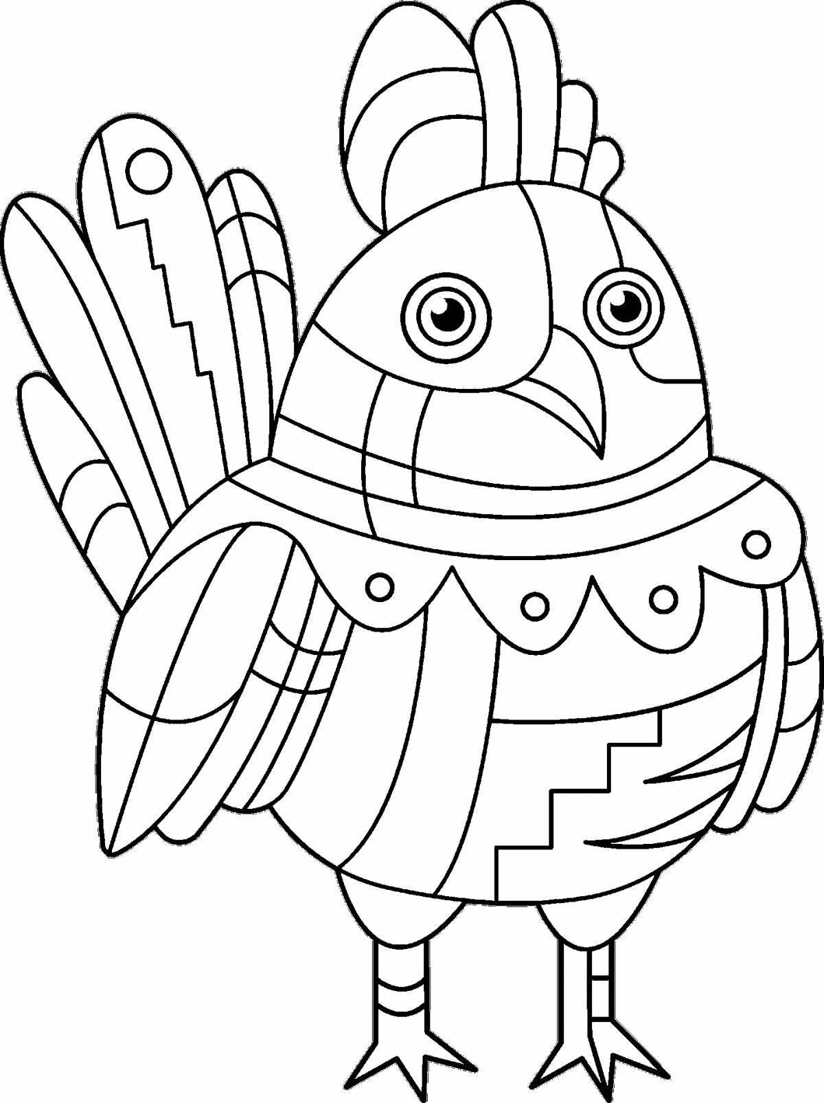 Coloring page stylish chicken ghana