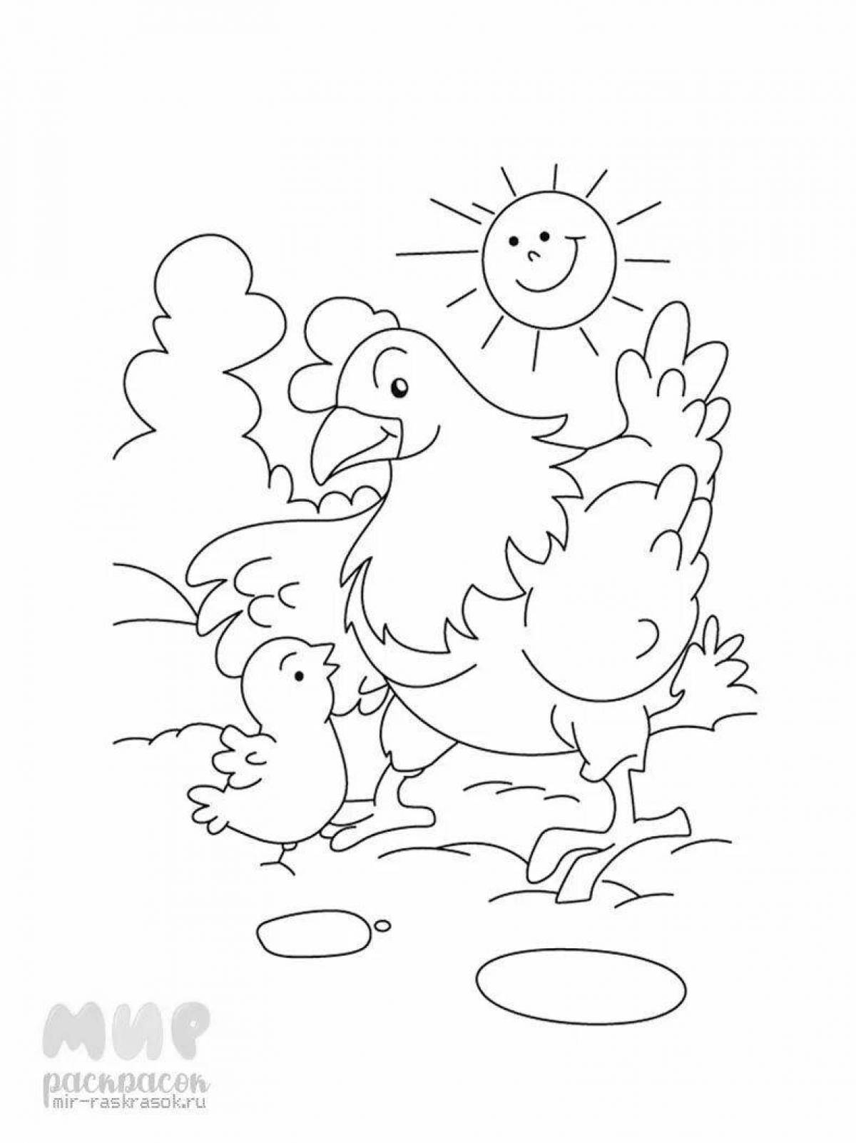 Artistic chicken ghana coloring page