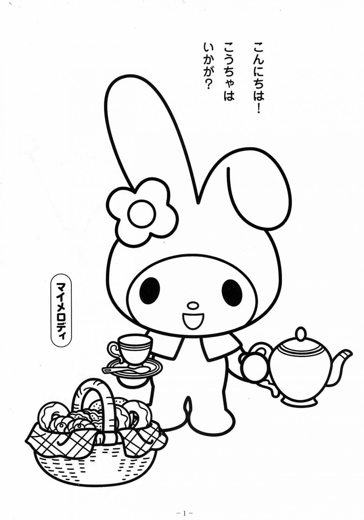 Colorful kurumi hello coloring page