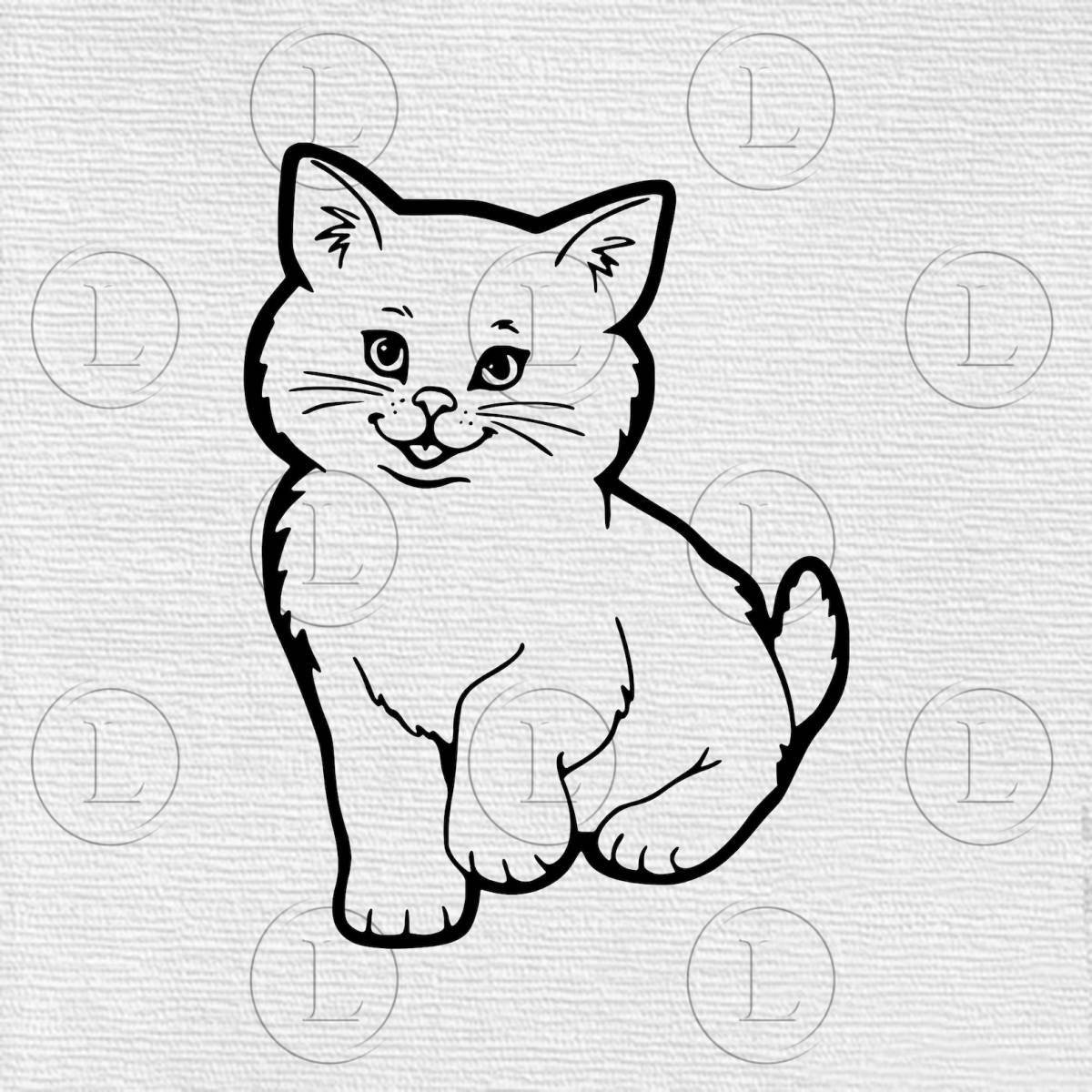Радостная раскраска котенок хаски