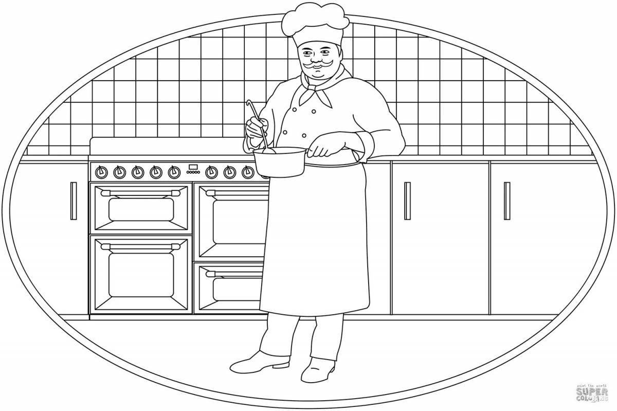 Colorful cooking profession coloring page