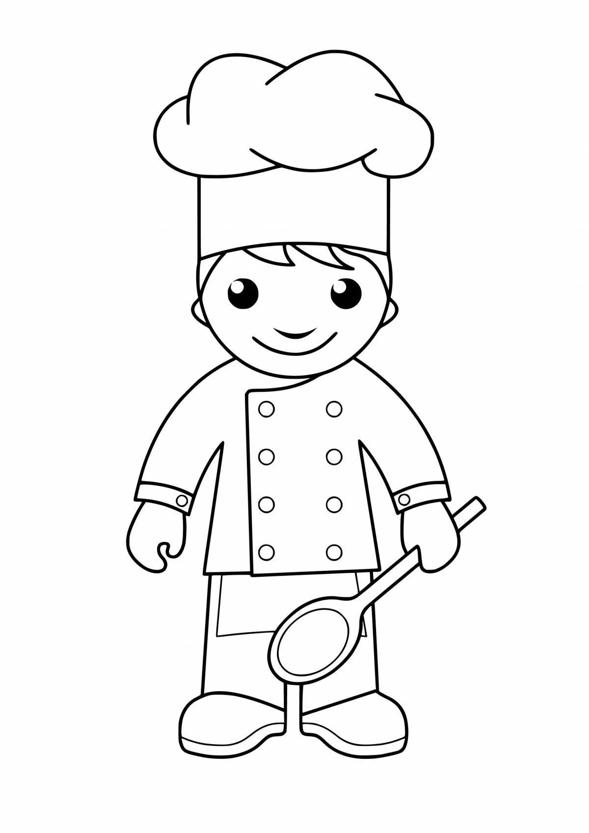 Coloring book bright profession of a cook
