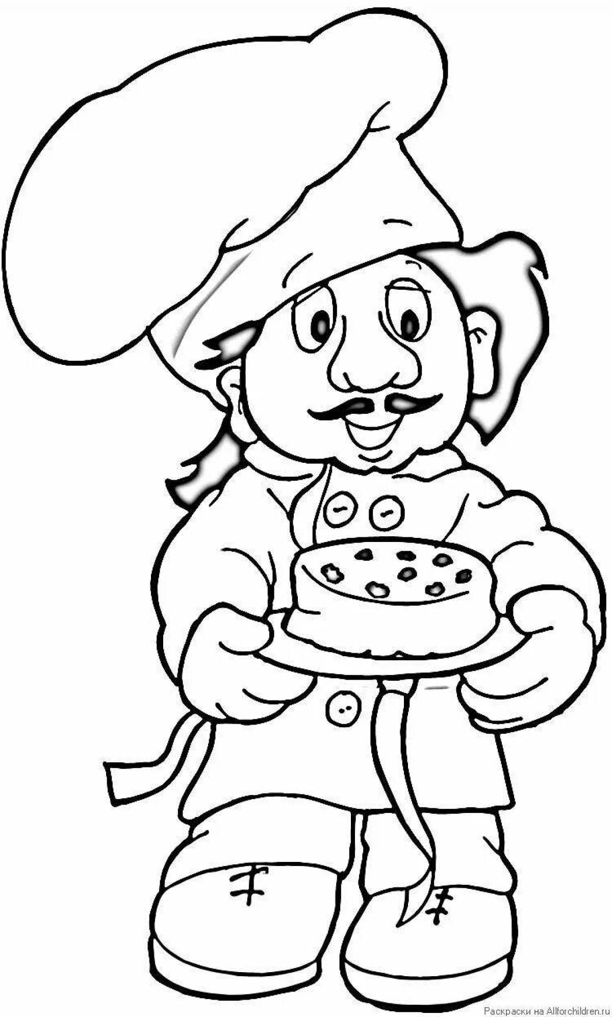 Coloring book is a funny profession of a cook