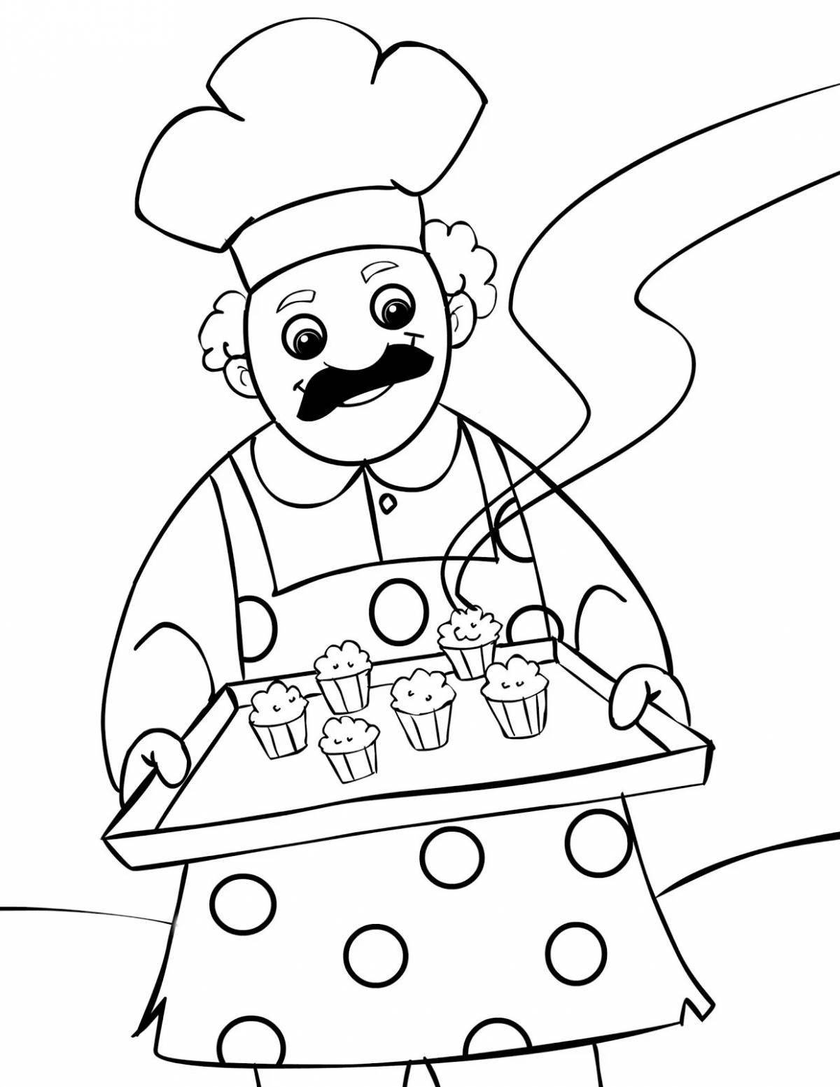 Playful chef profession coloring page