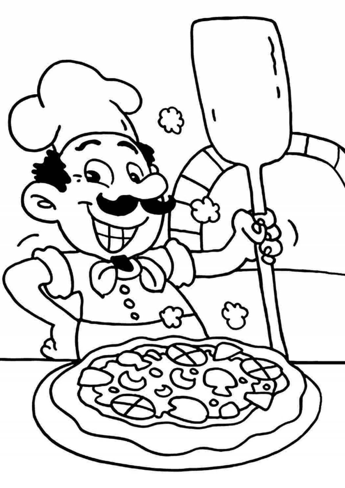 Cooking Cheerful Profession Coloring Page
