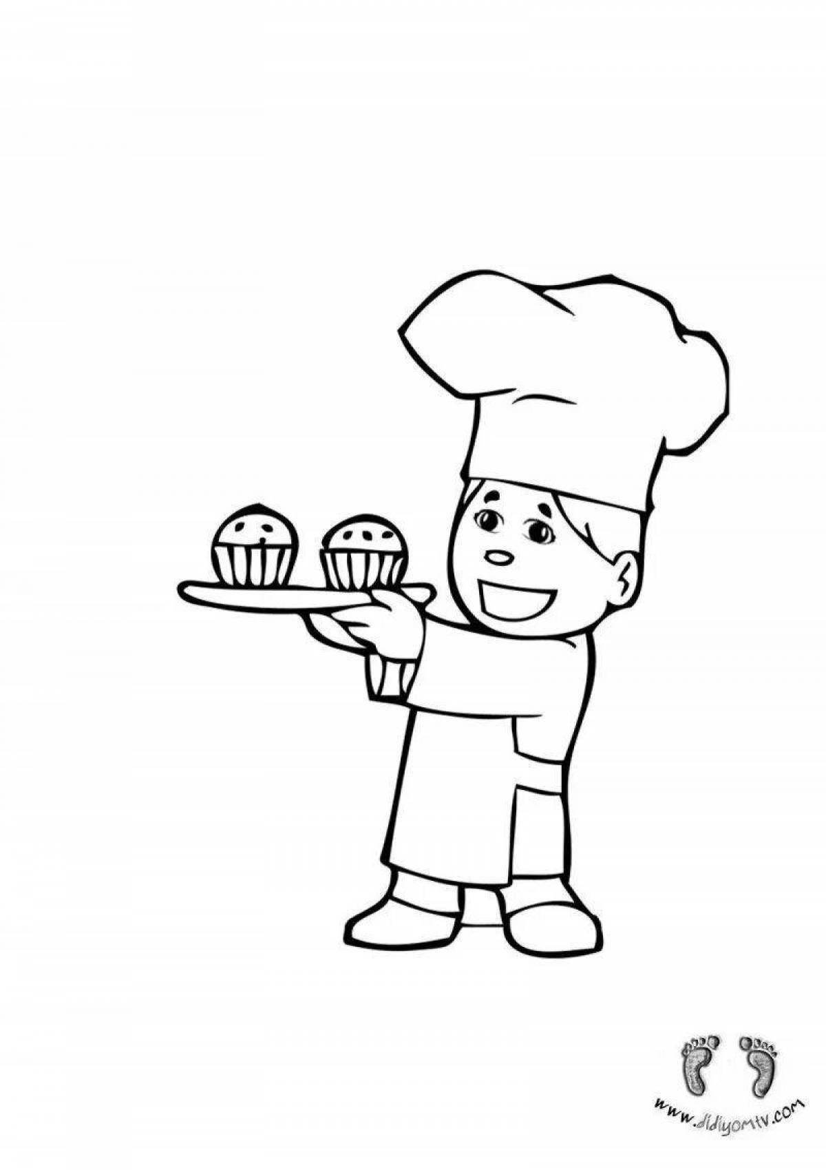 Color-explosion cook profession coloring page